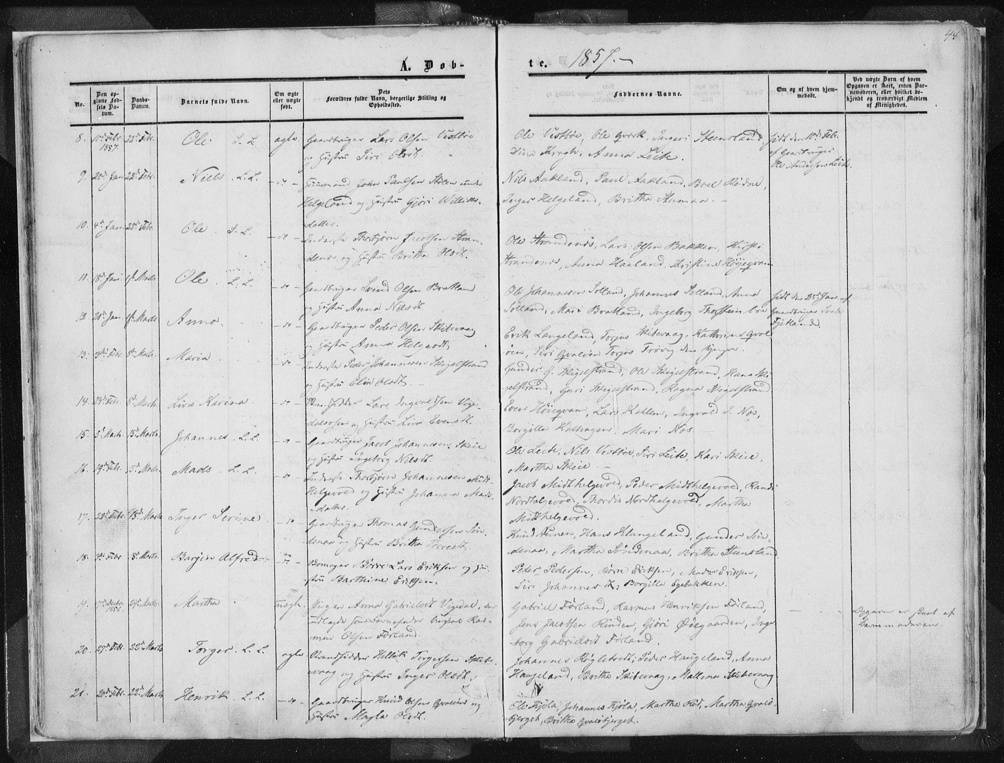 Vikedal sokneprestkontor, AV/SAST-A-101840/01/IV: Parish register (official) no. A 6.1, 1851-1867, p. 48