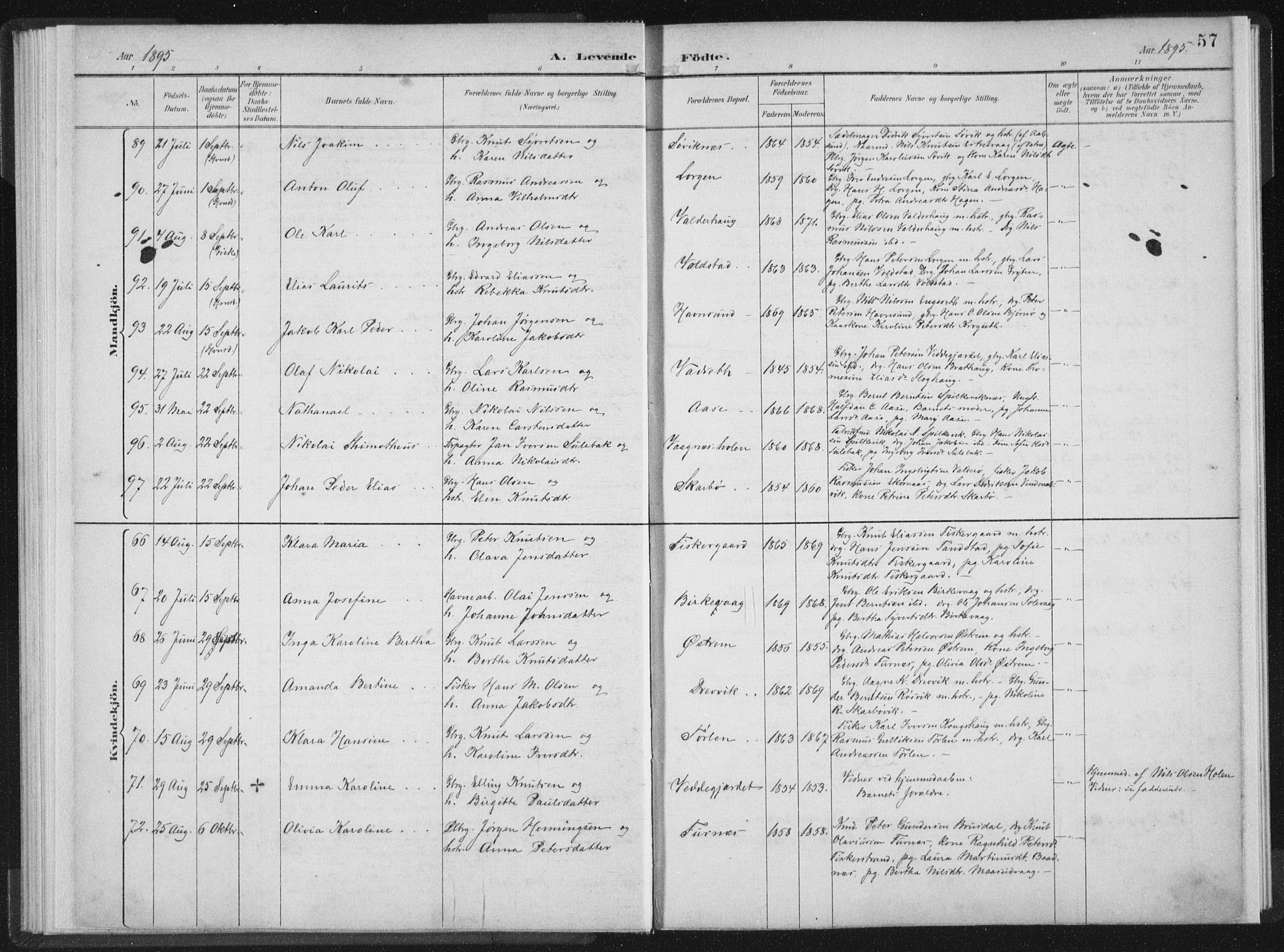 Ministerialprotokoller, klokkerbøker og fødselsregistre - Møre og Romsdal, AV/SAT-A-1454/528/L0405: Parish register (official) no. 528A14, 1891-1906, p. 57