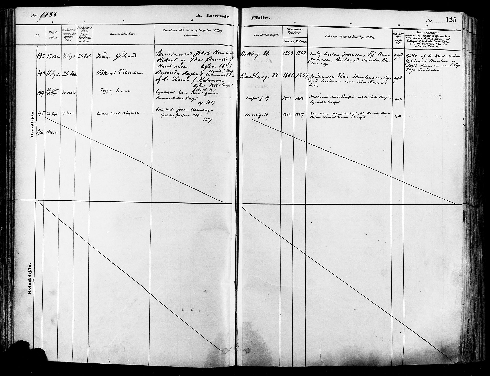 Johannes prestekontor Kirkebøker, SAO/A-10852/F/Fa/L0003: Parish register (official) no. 3, 1882-1896, p. 125