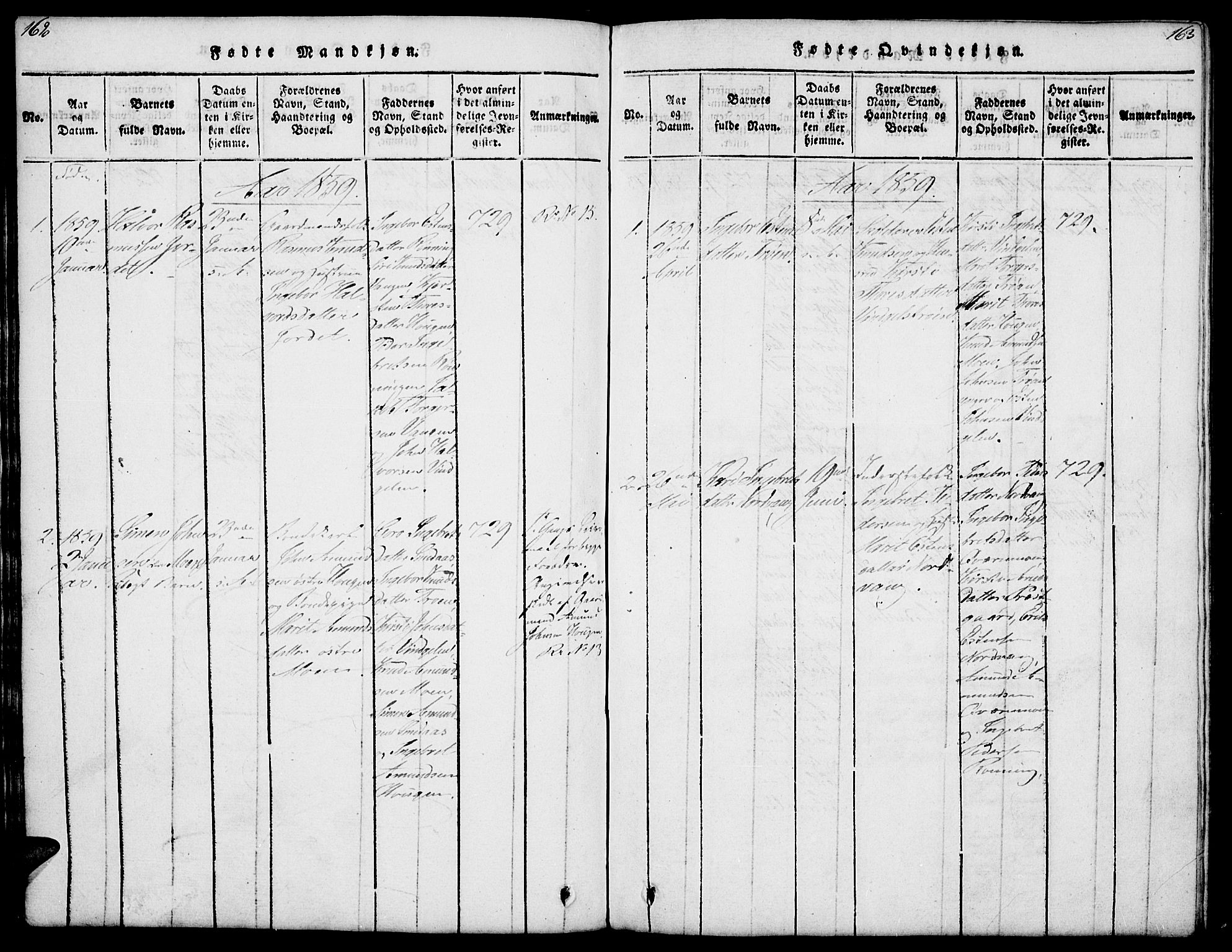 Tolga prestekontor, SAH/PREST-062/L/L0003: Parish register (copy) no. 3, 1815-1862, p. 162-163