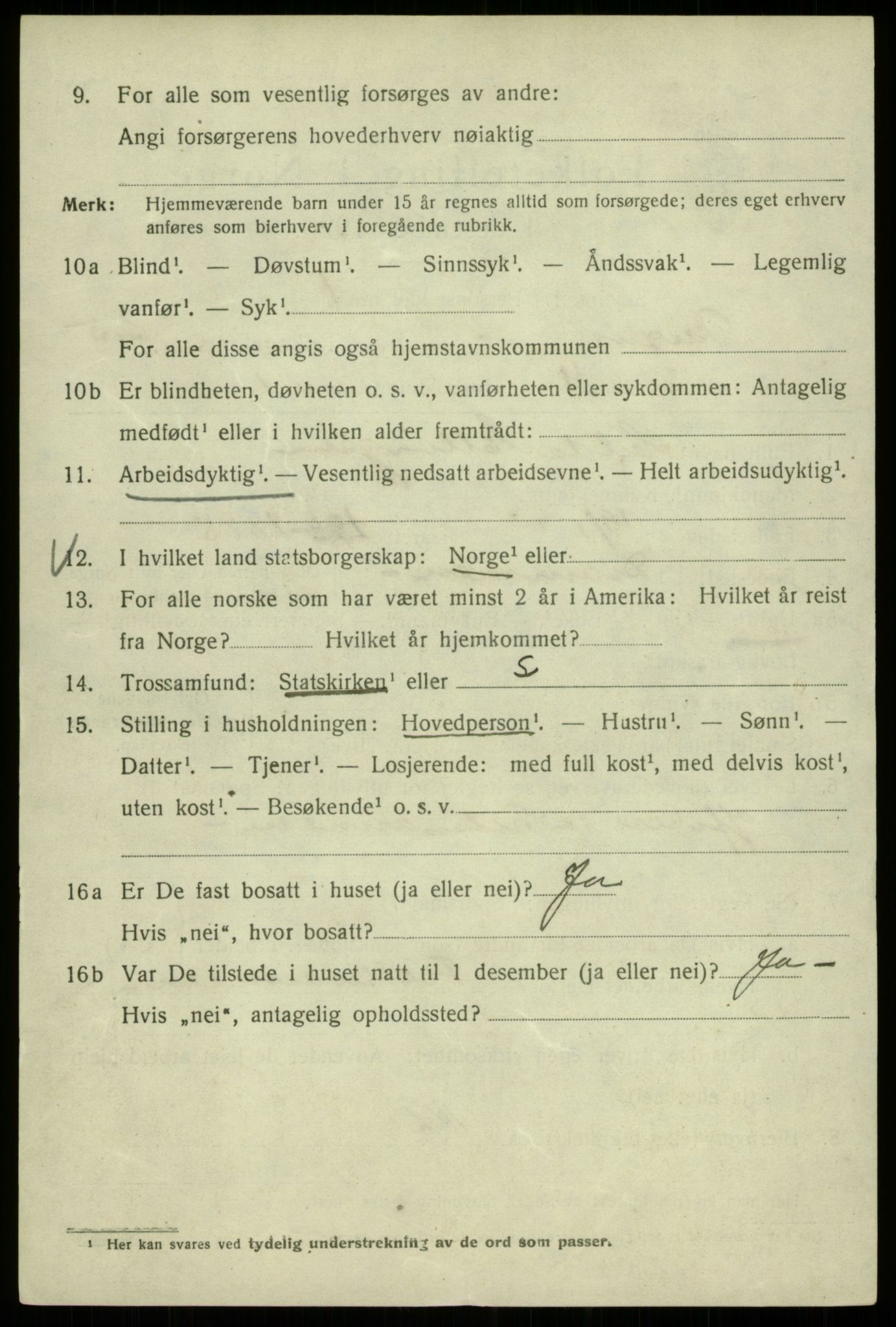 SAB, 1920 census for Bergen, 1920, p. 89014