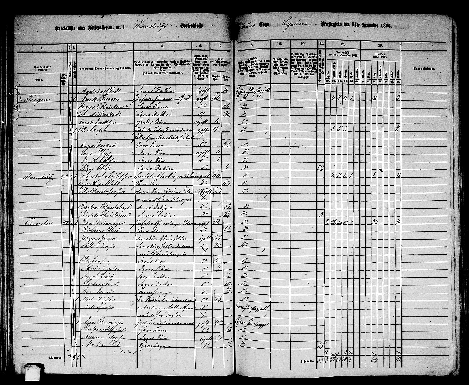 RA, 1865 census for Luster, 1865, p. 43