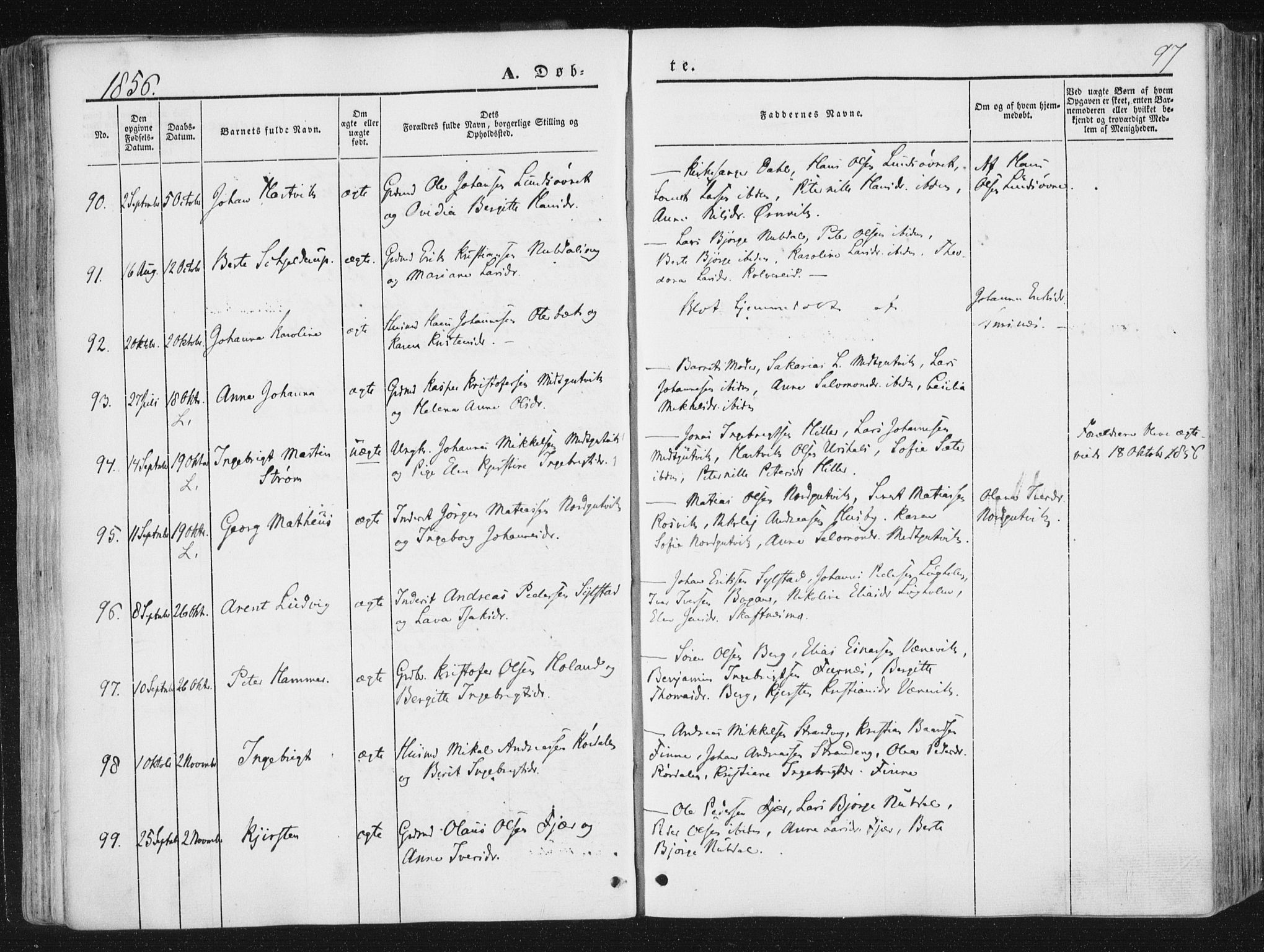Ministerialprotokoller, klokkerbøker og fødselsregistre - Nord-Trøndelag, AV/SAT-A-1458/780/L0640: Parish register (official) no. 780A05, 1845-1856, p. 97