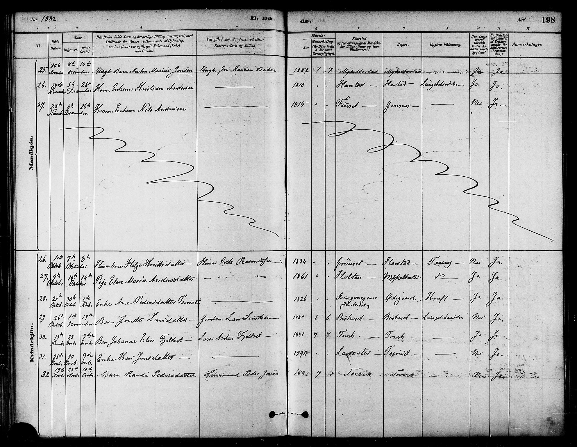 Ministerialprotokoller, klokkerbøker og fødselsregistre - Møre og Romsdal, AV/SAT-A-1454/584/L0967: Parish register (official) no. 584A07, 1879-1894, p. 198