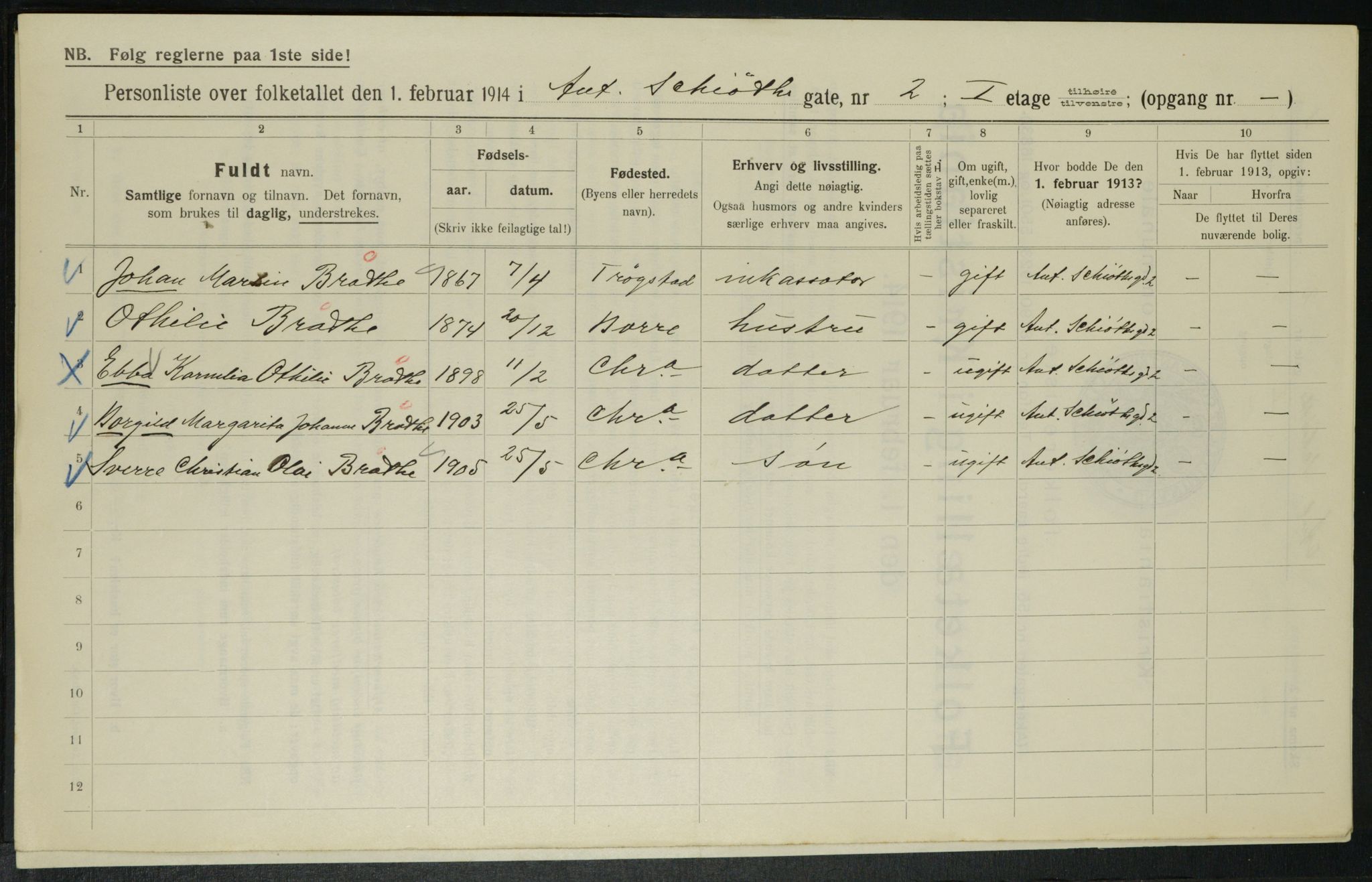 OBA, Municipal Census 1914 for Kristiania, 1914, p. 1347