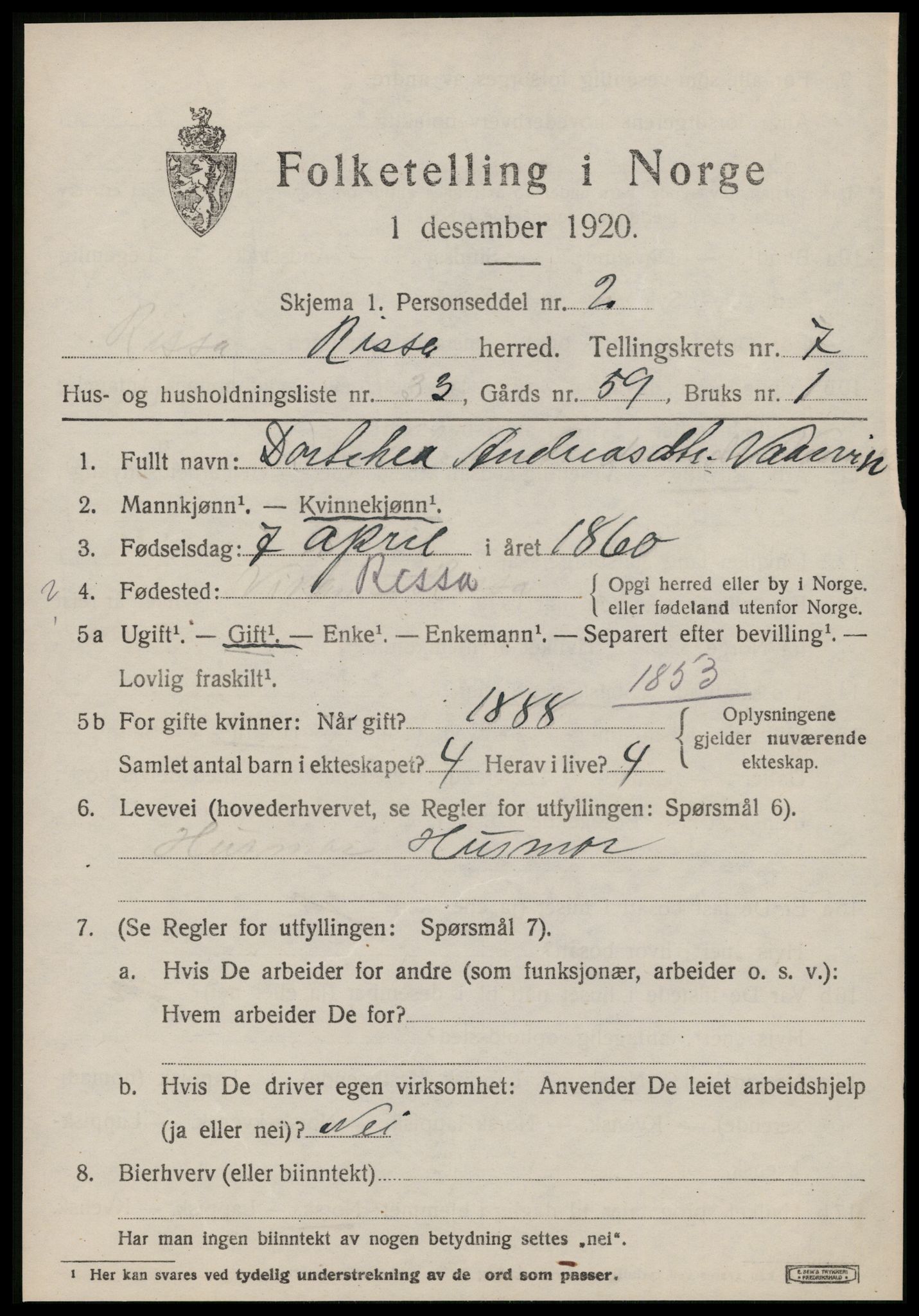SAT, 1920 census for Rissa, 1920, p. 4817