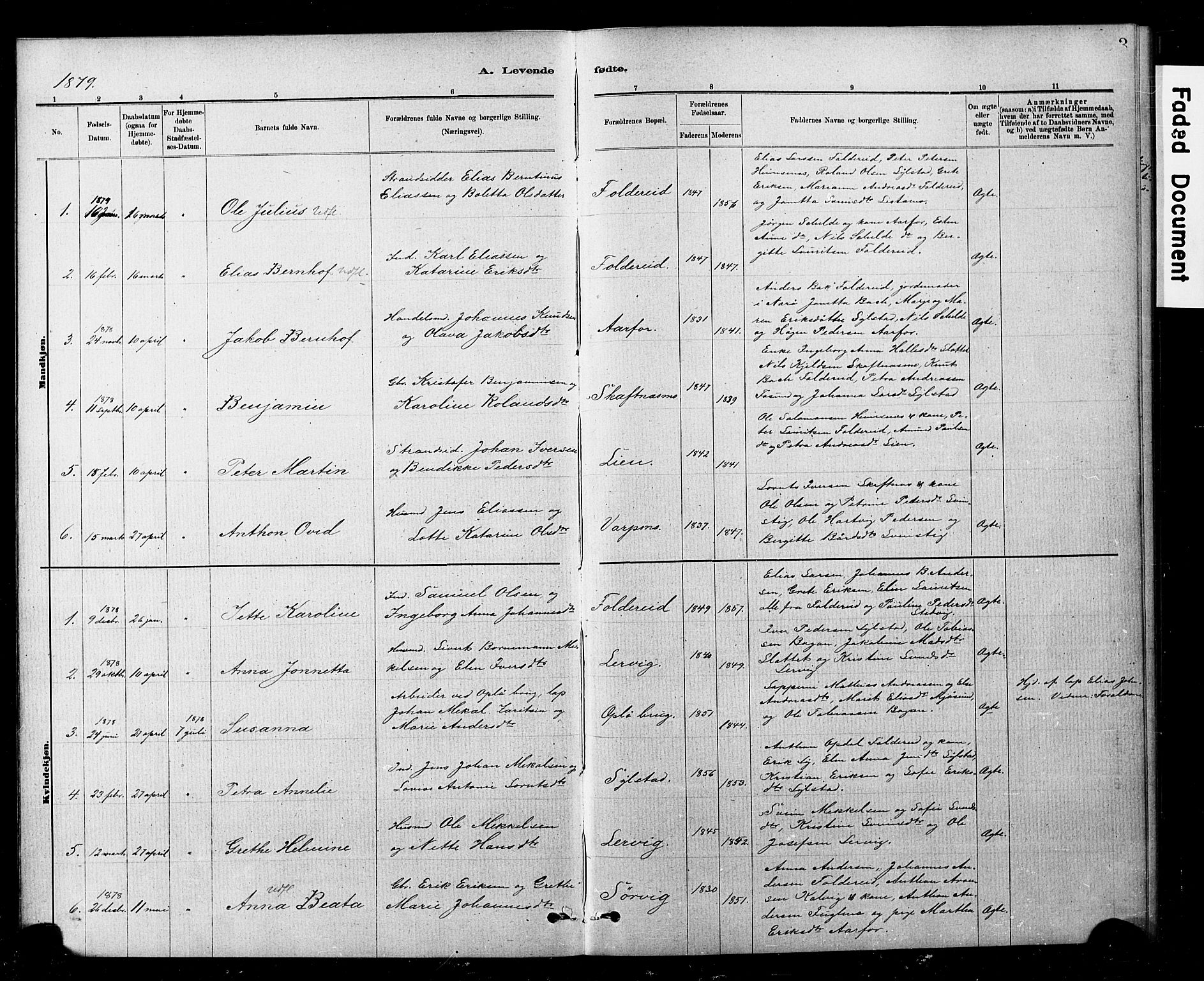 Ministerialprotokoller, klokkerbøker og fødselsregistre - Nord-Trøndelag, SAT/A-1458/783/L0661: Parish register (copy) no. 783C01, 1878-1893, p. 3