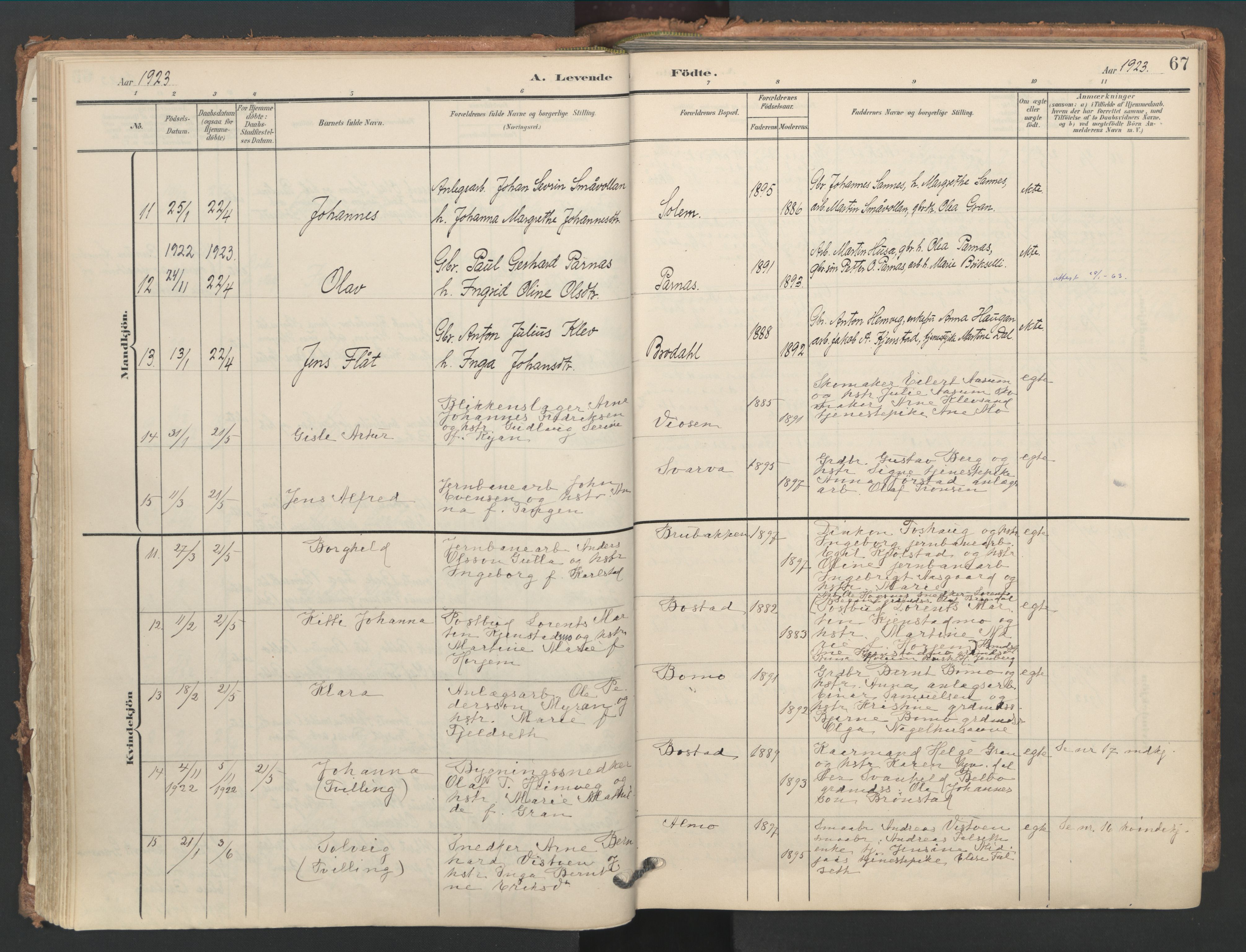 Ministerialprotokoller, klokkerbøker og fødselsregistre - Nord-Trøndelag, AV/SAT-A-1458/749/L0477: Parish register (official) no. 749A11, 1902-1927, p. 67