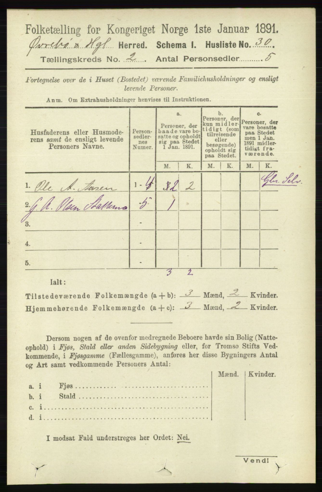 RA, 1891 census for 1016 Øvrebø og Hægeland, 1891, p. 312