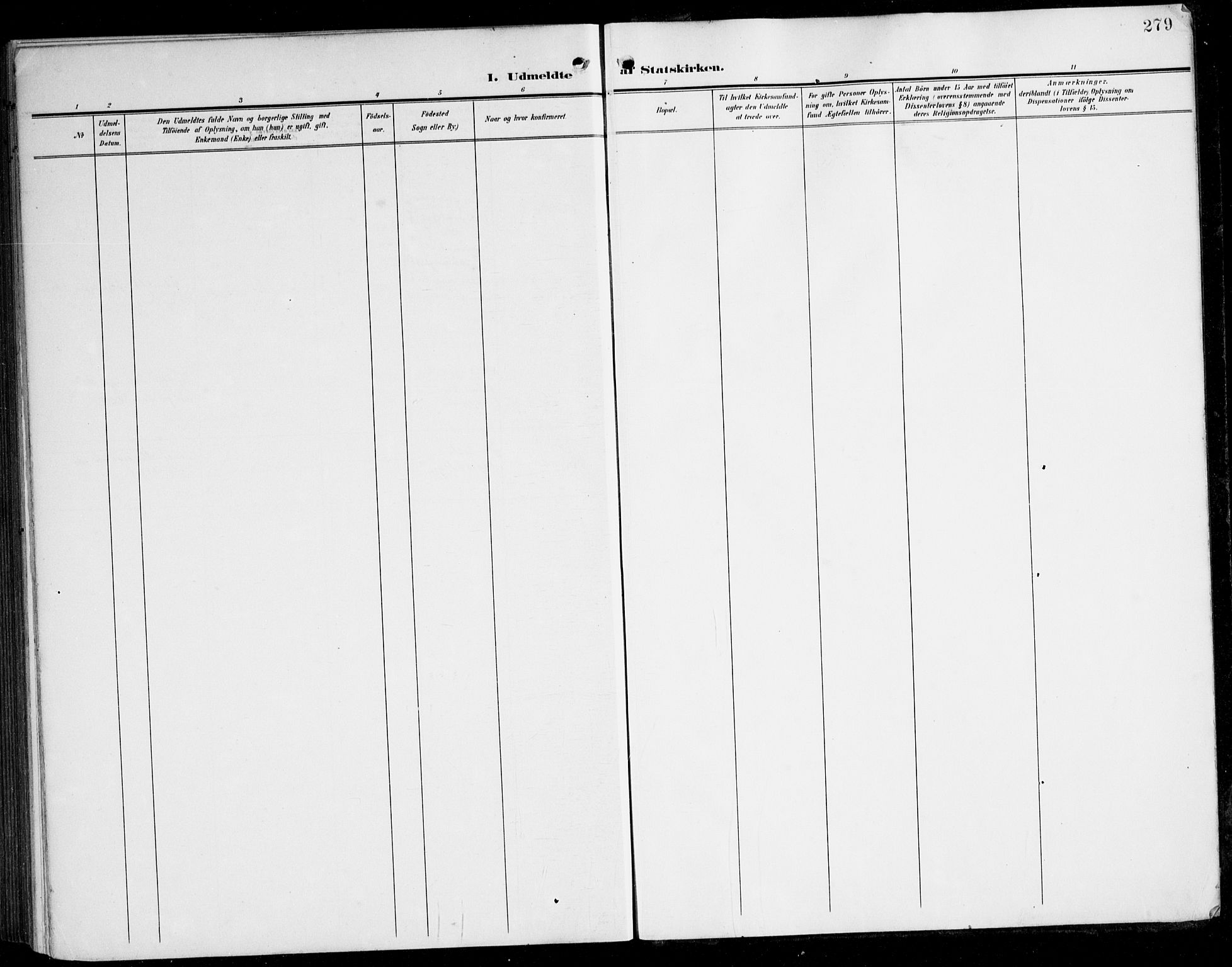 Tysnes sokneprestembete, AV/SAB-A-78601/H/Haa: Parish register (official) no. B 2, 1907-1925, p. 279