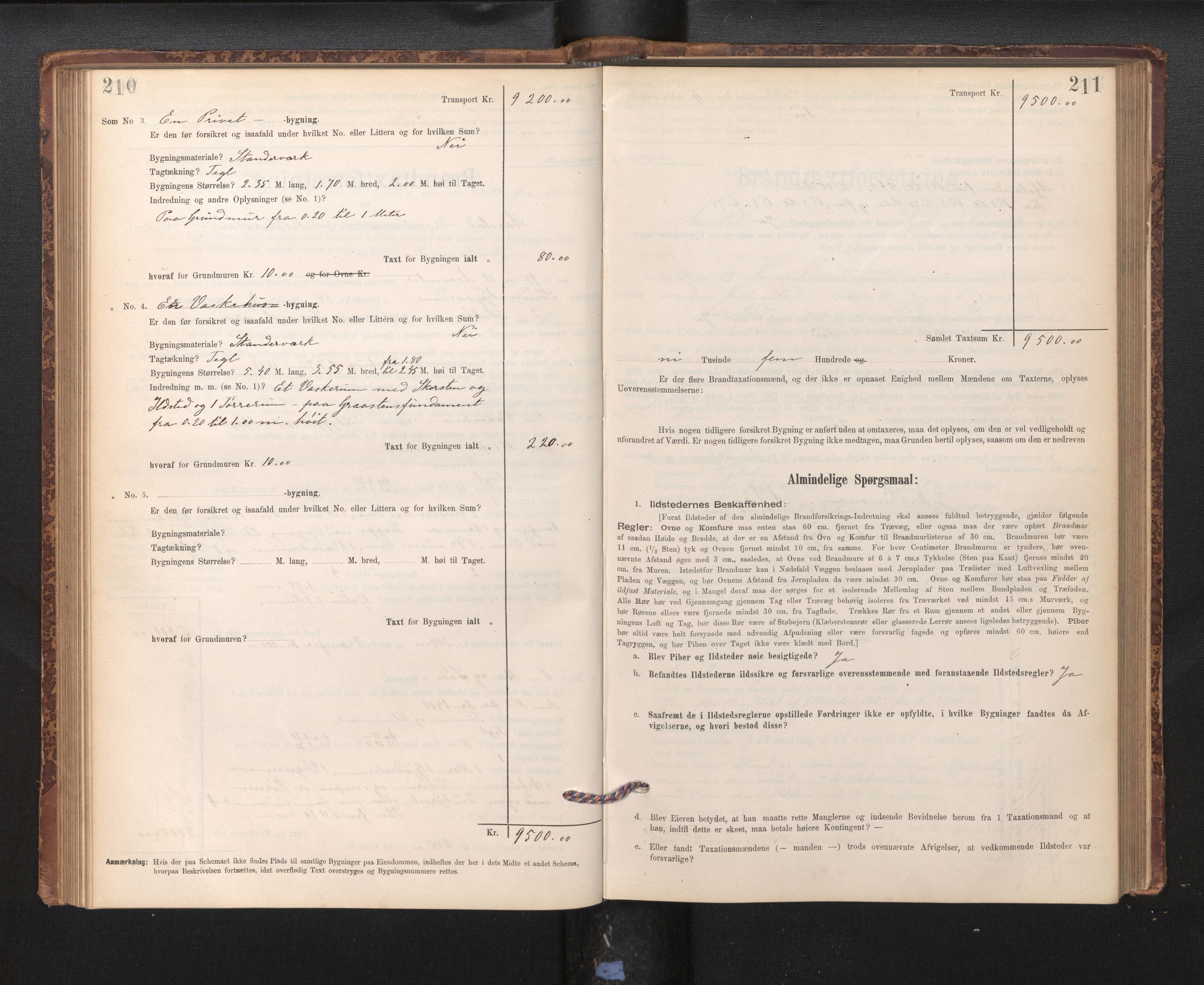 Lensmannen i Årstad, AV/SAB-A-36201/0012/L0011: Branntakstprotokoll,skjematakst, 1895-1901, p. 210-211