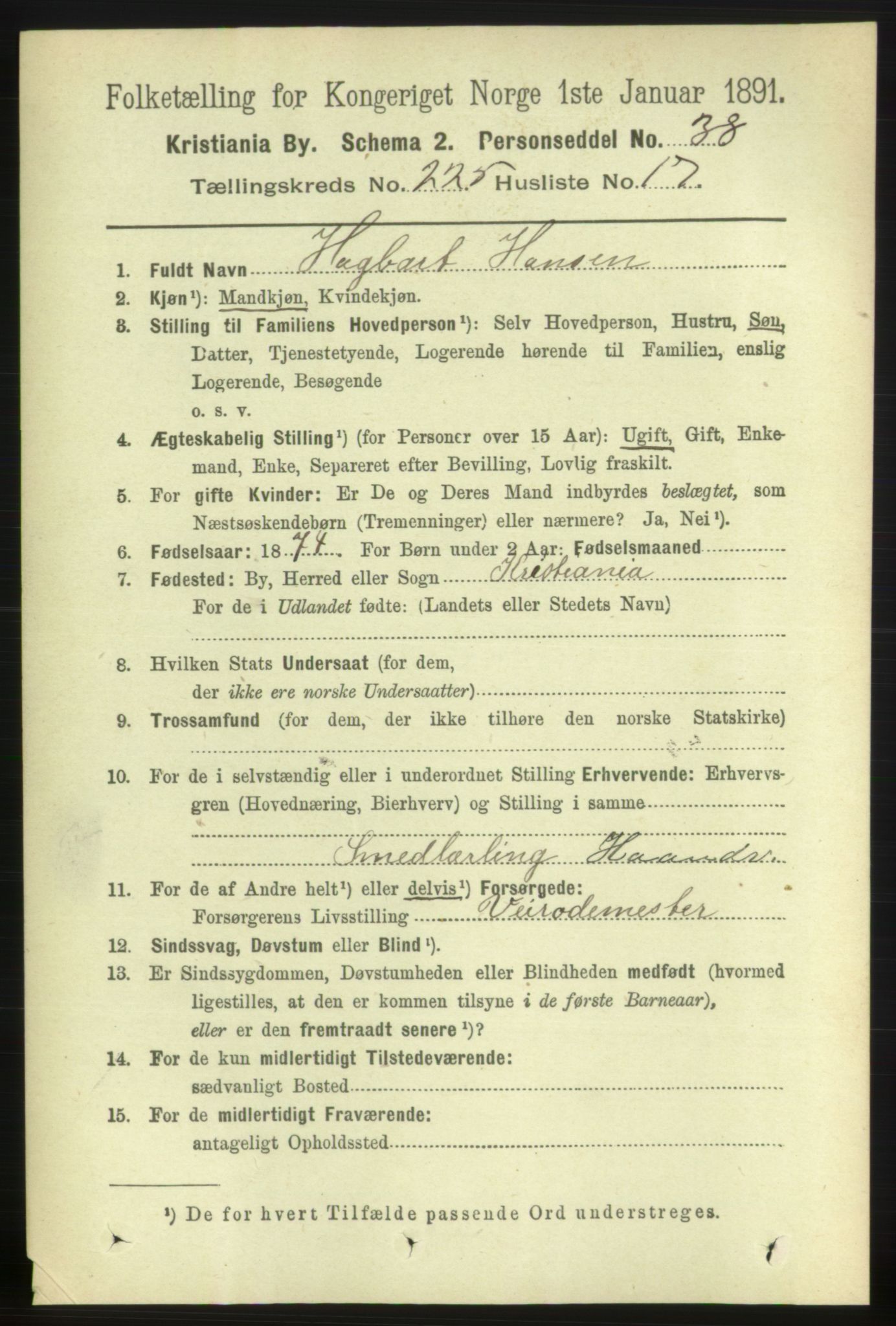 RA, 1891 census for 0301 Kristiania, 1891, p. 136979