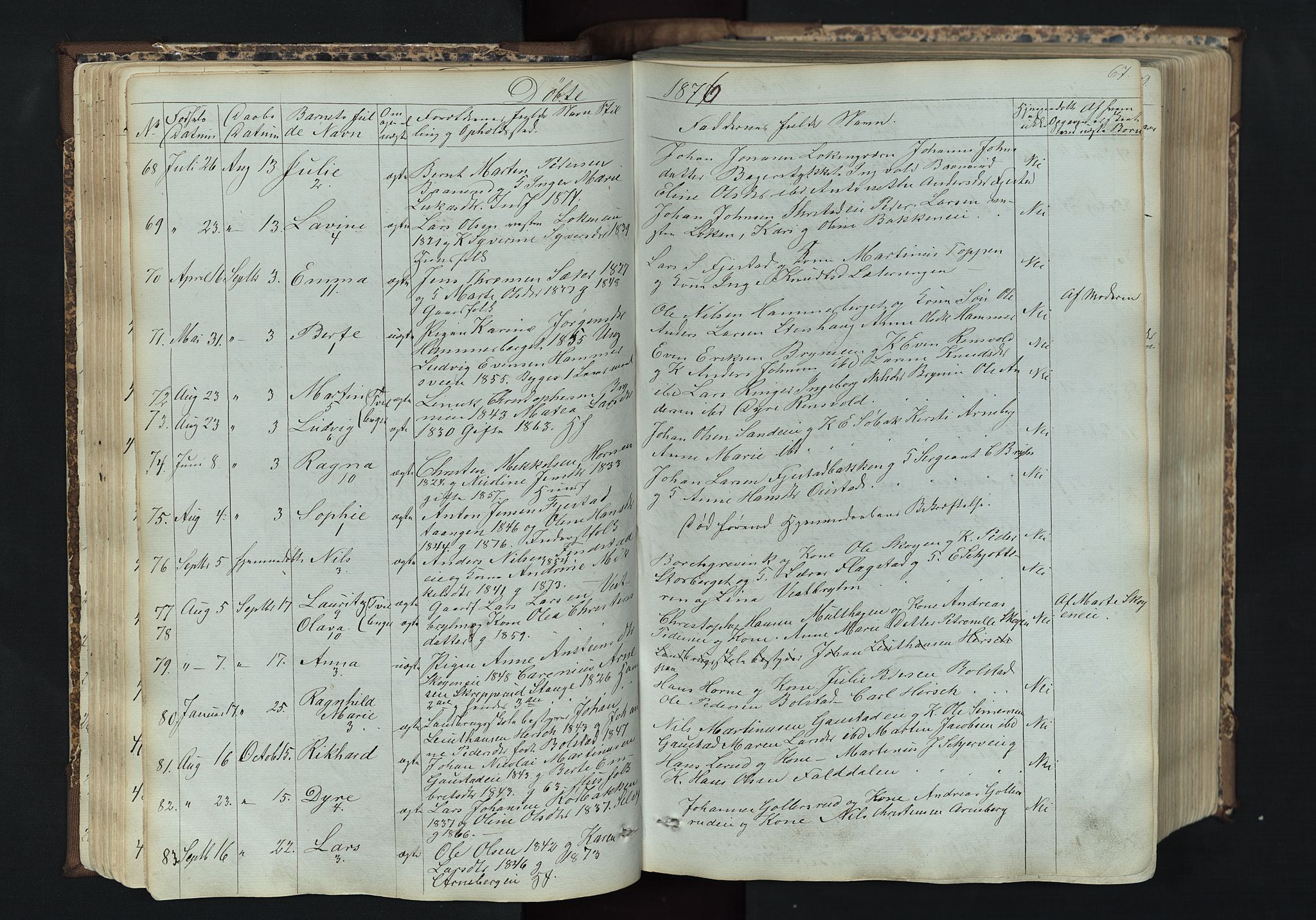 Romedal prestekontor, AV/SAH-PREST-004/L/L0011: Parish register (copy) no. 11, 1867-1895, p. 67