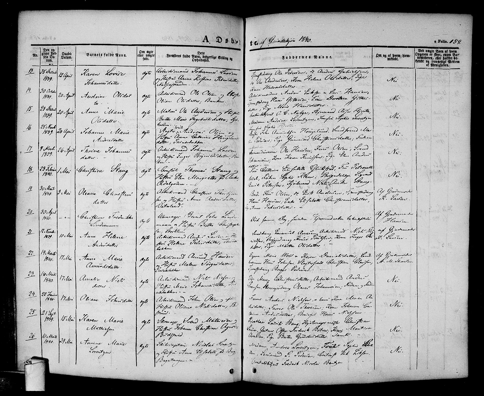Halden prestekontor Kirkebøker, SAO/A-10909/F/Fa/L0005: Parish register (official) no. I 5, 1834-1845, p. 159