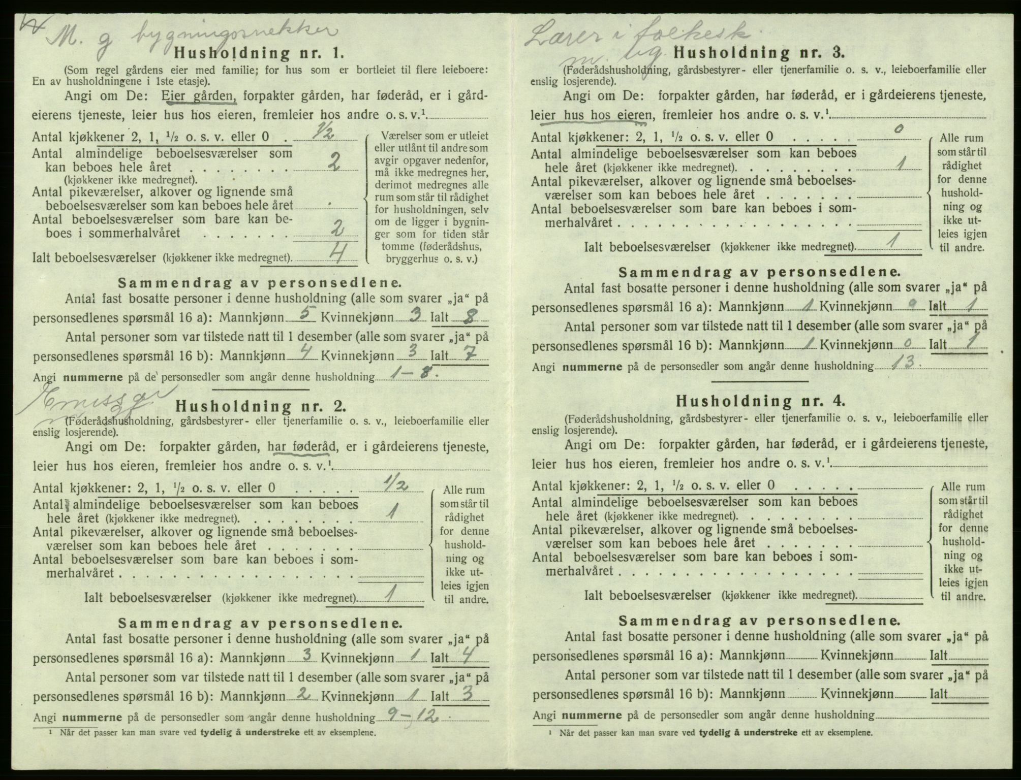 SAB, 1920 census for Kvam, 1920, p. 1245