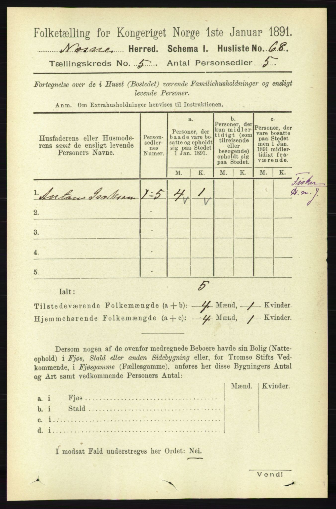 RA, 1891 census for 1828 Nesna, 1891, p. 2764