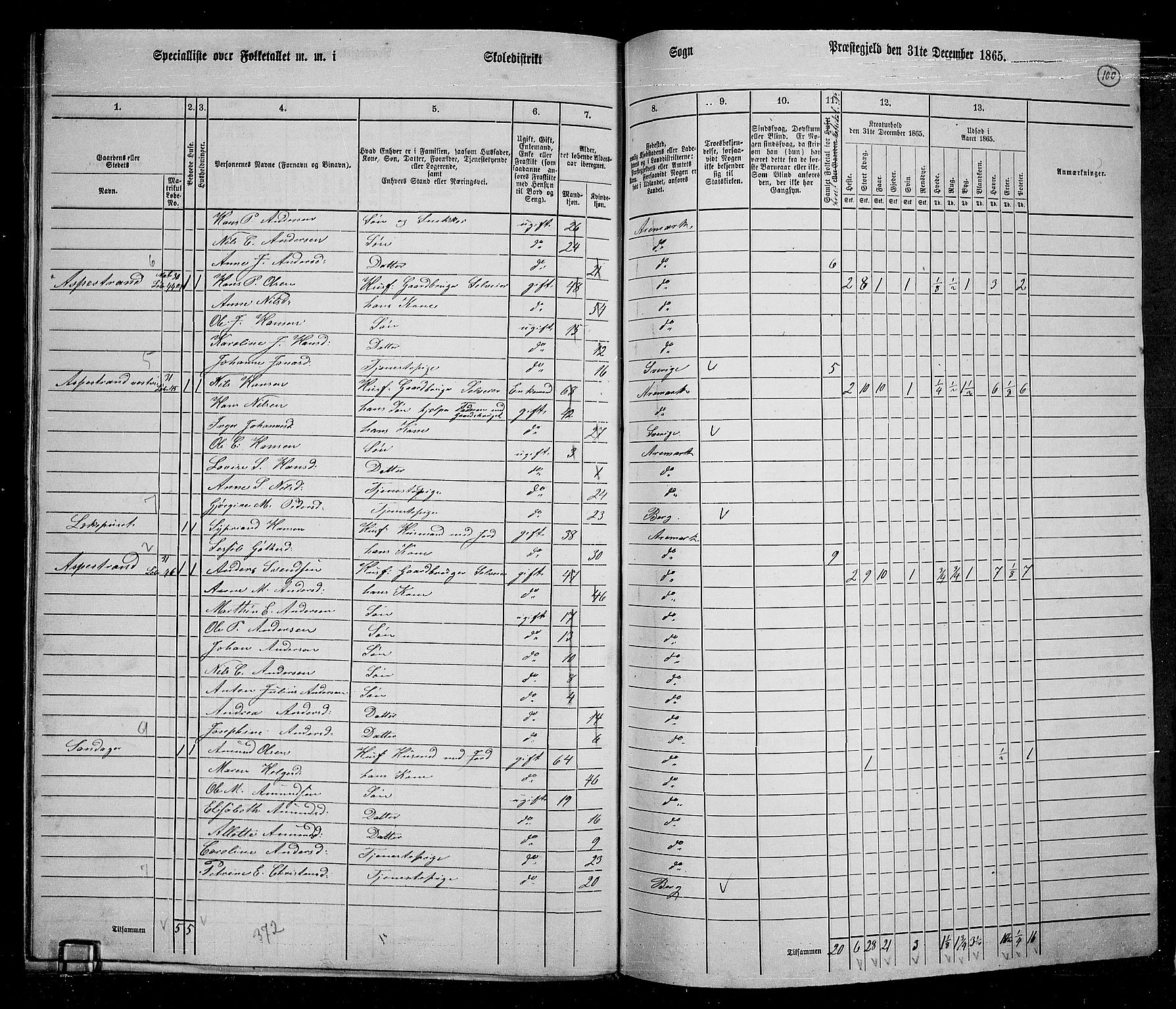 RA, 1865 census for Aremark, 1865, p. 91