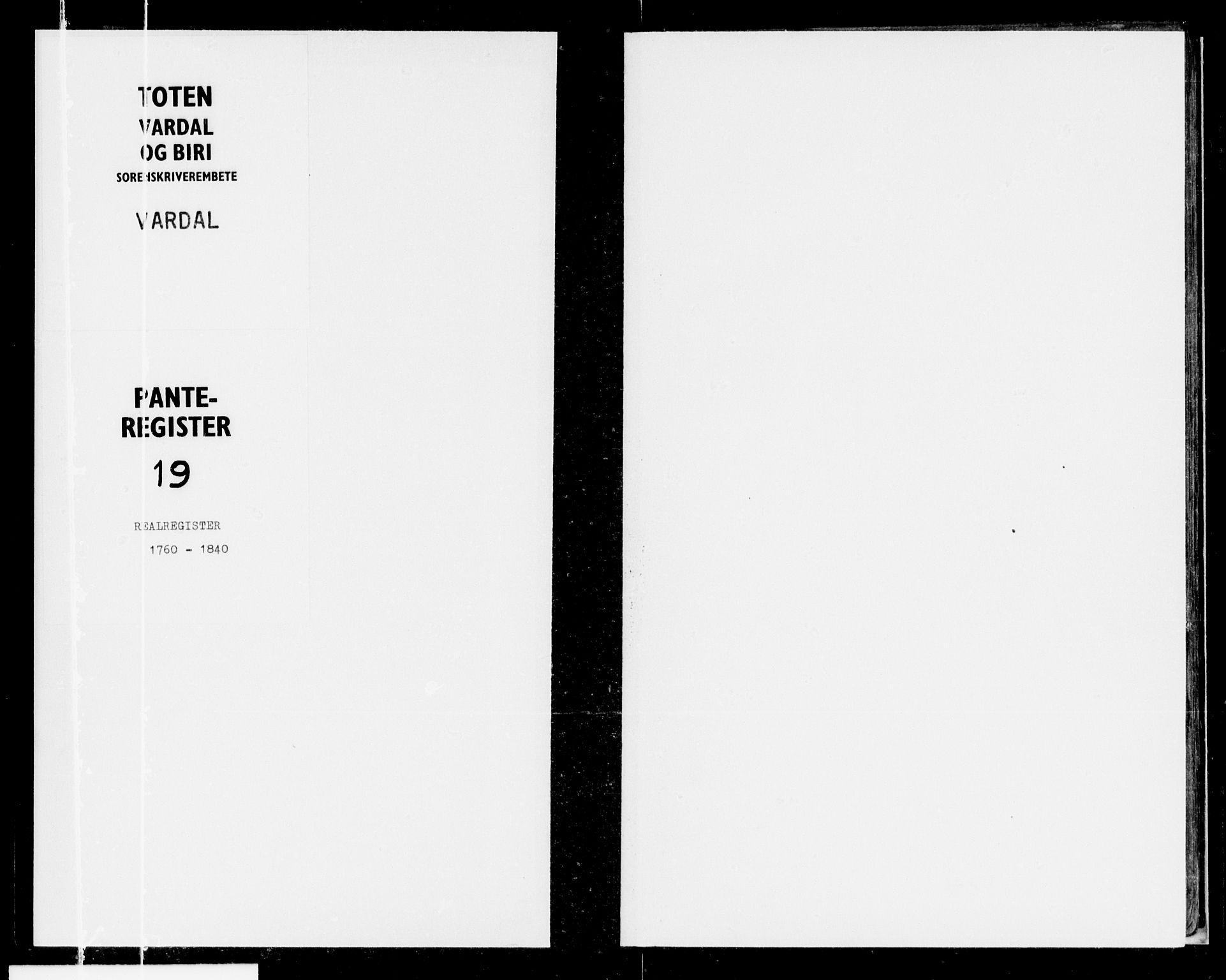 Toten tingrett, SAH/TING-006/H/Ha/Haa/L0019: Mortgage register no. 19, 1760-1840