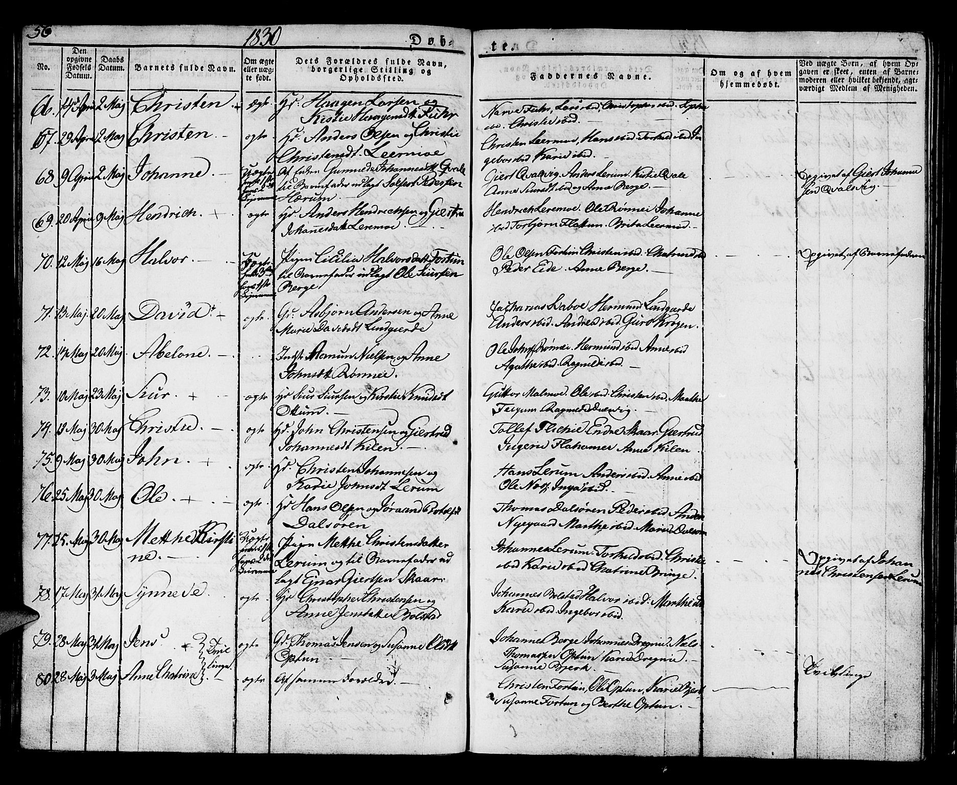 Luster sokneprestembete, SAB/A-81101/H/Haa/Haaa/L0004: Parish register (official) no. A 4, 1821-1832, p. 56