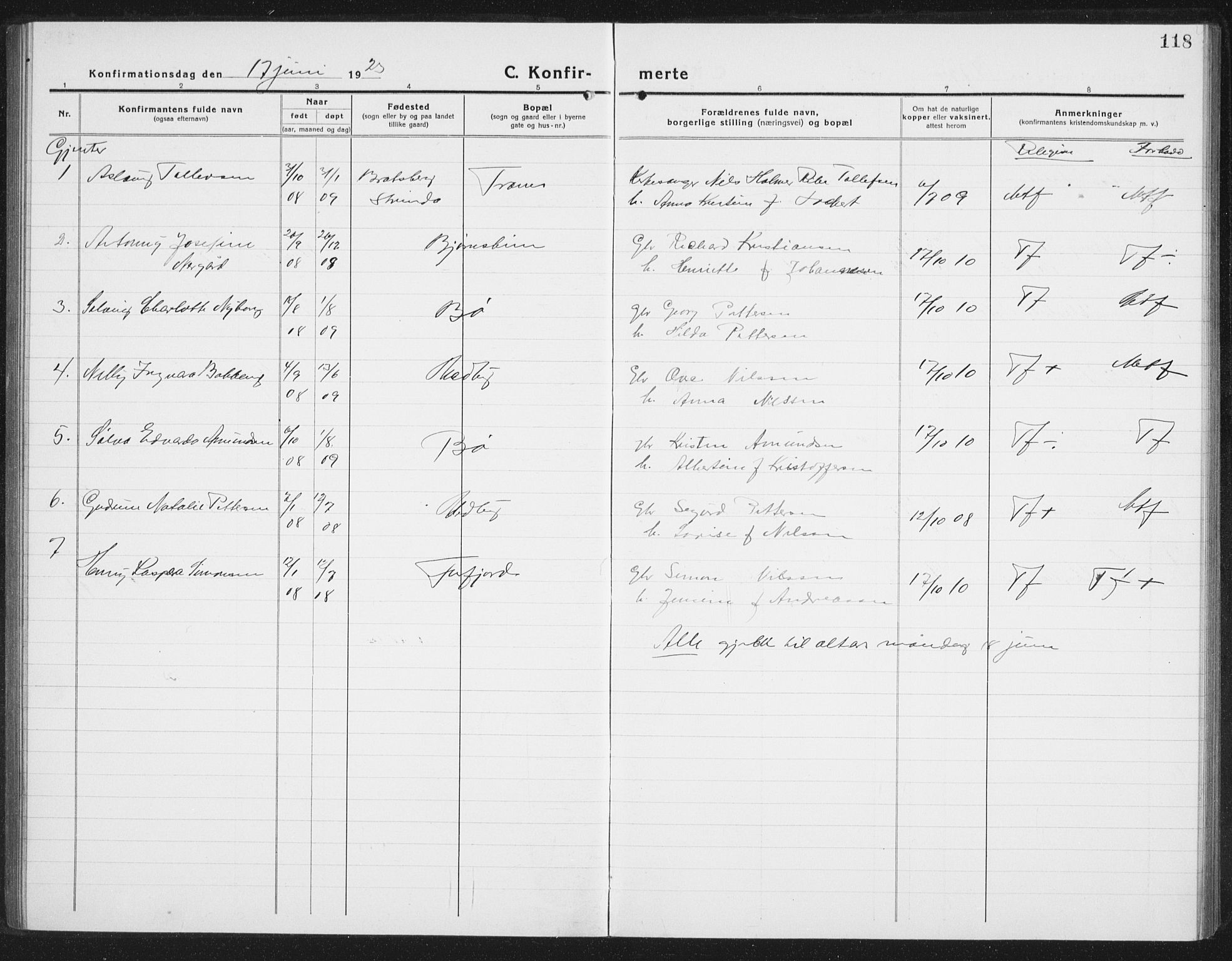 Ministerialprotokoller, klokkerbøker og fødselsregistre - Nordland, AV/SAT-A-1459/898/L1428: Parish register (copy) no. 898C03, 1918-1938, p. 118