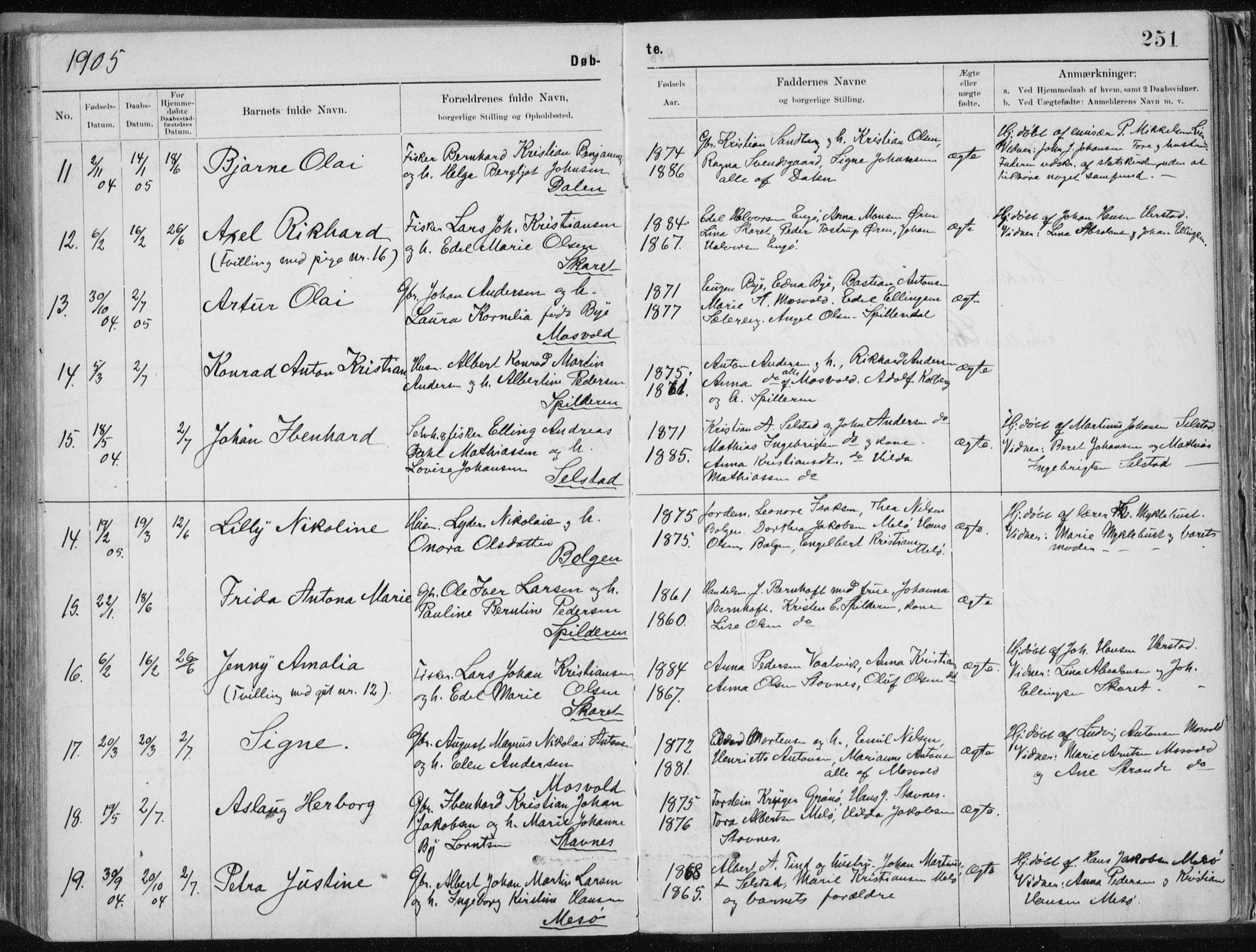 Ministerialprotokoller, klokkerbøker og fødselsregistre - Nordland, AV/SAT-A-1459/843/L0636: Parish register (copy) no. 843C05, 1884-1909, p. 251