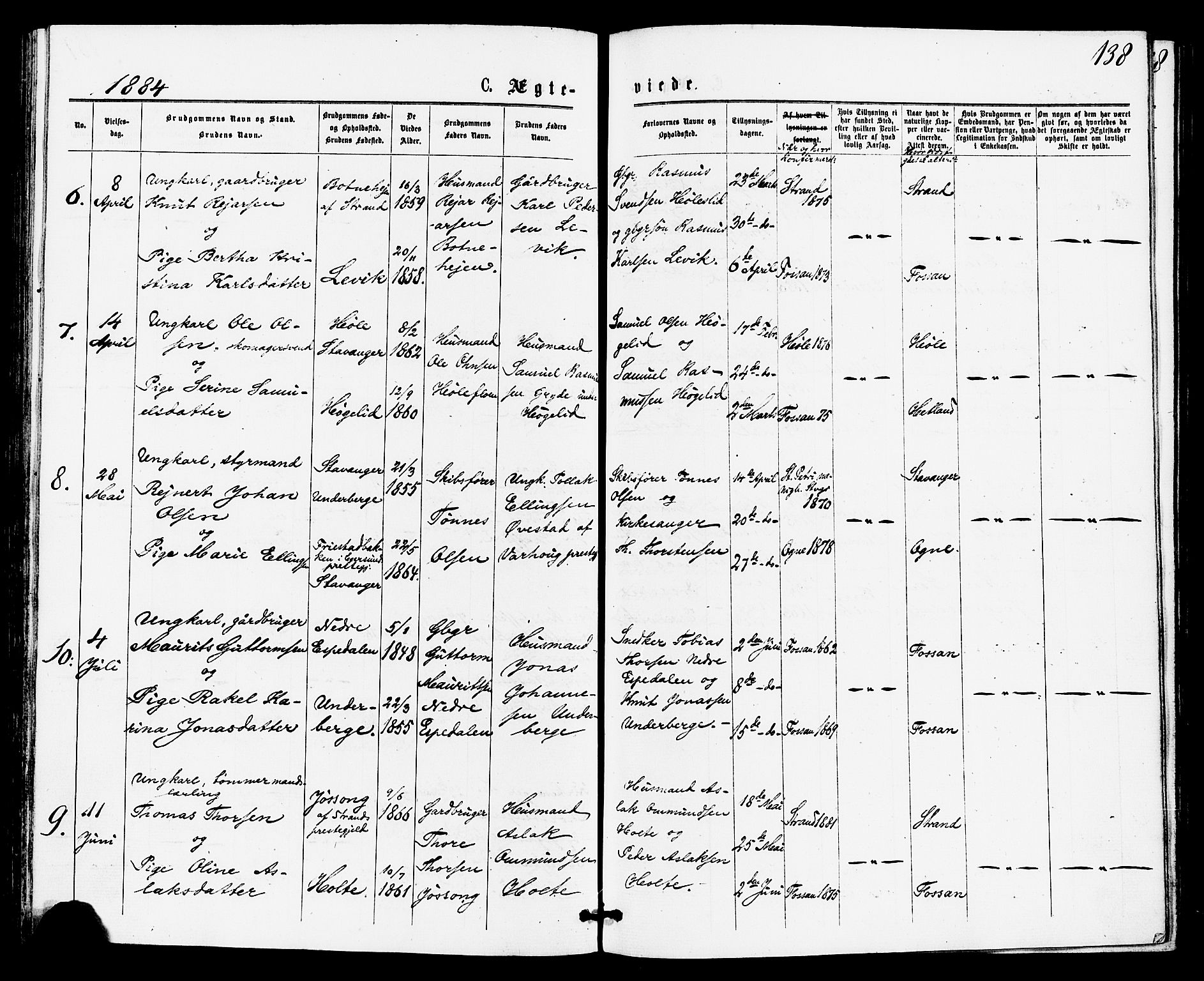 Høgsfjord sokneprestkontor, AV/SAST-A-101624/H/Ha/Haa/L0004: Parish register (official) no. A 4, 1876-1884, p. 138