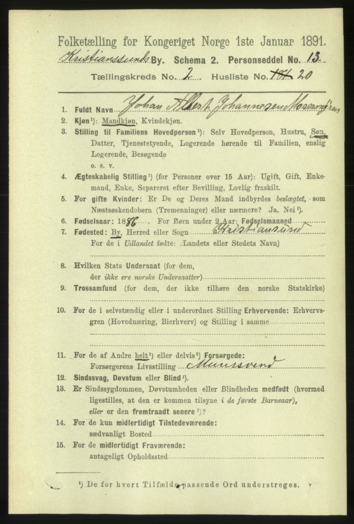 RA, 1891 census for 1503 Kristiansund, 1891, p. 2781