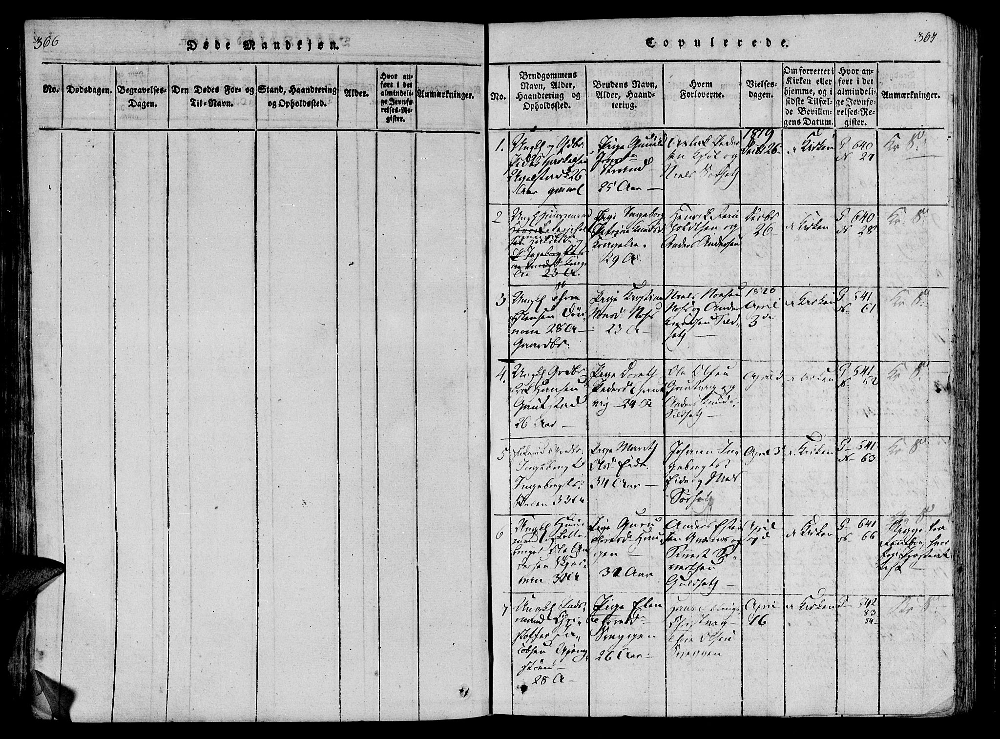 Ministerialprotokoller, klokkerbøker og fødselsregistre - Møre og Romsdal, SAT/A-1454/568/L0800: Parish register (official) no. 568A09 /1, 1819-1830, p. 366-367