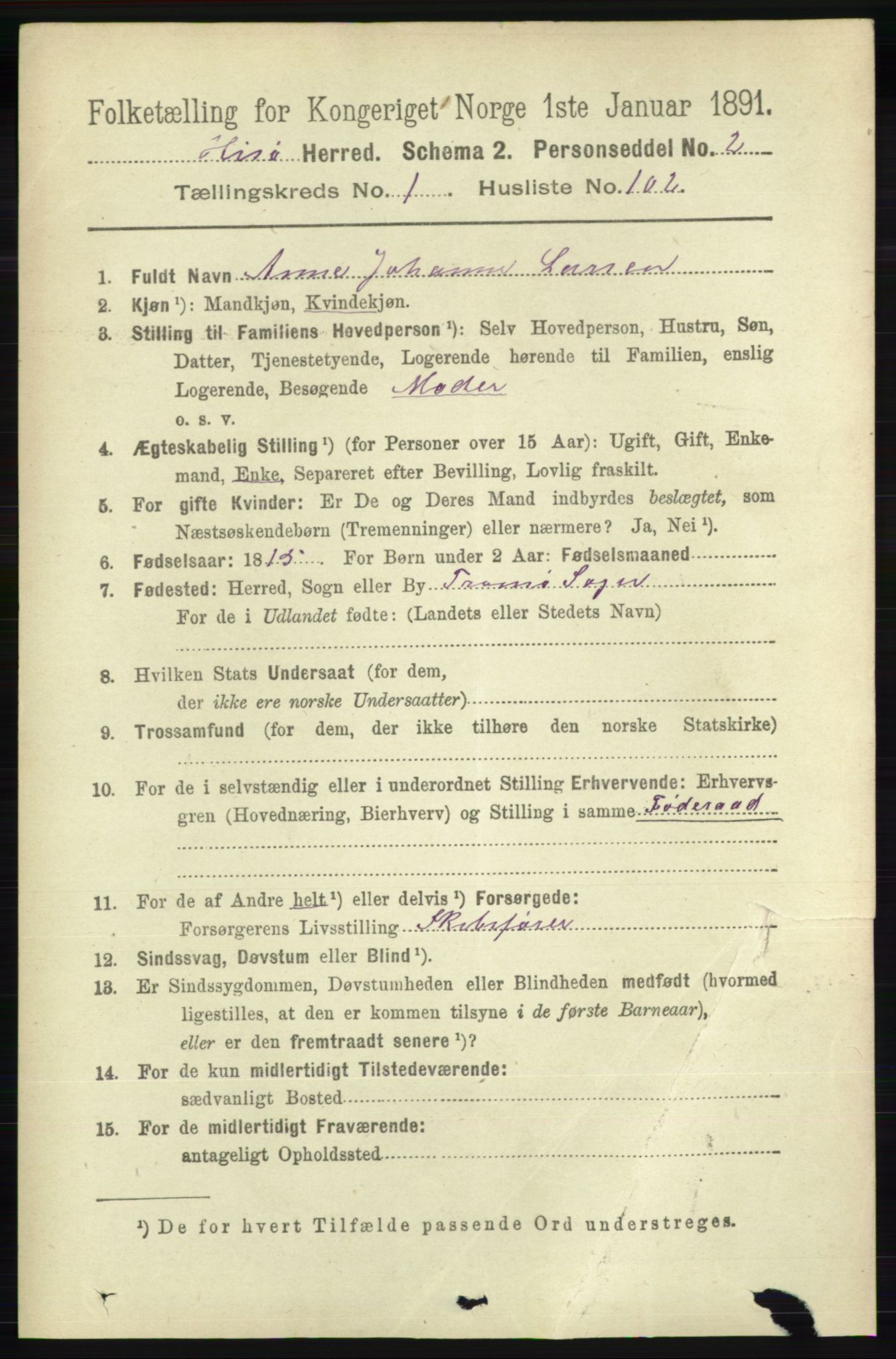 RA, 1891 census for 0922 Hisøy, 1891, p. 714