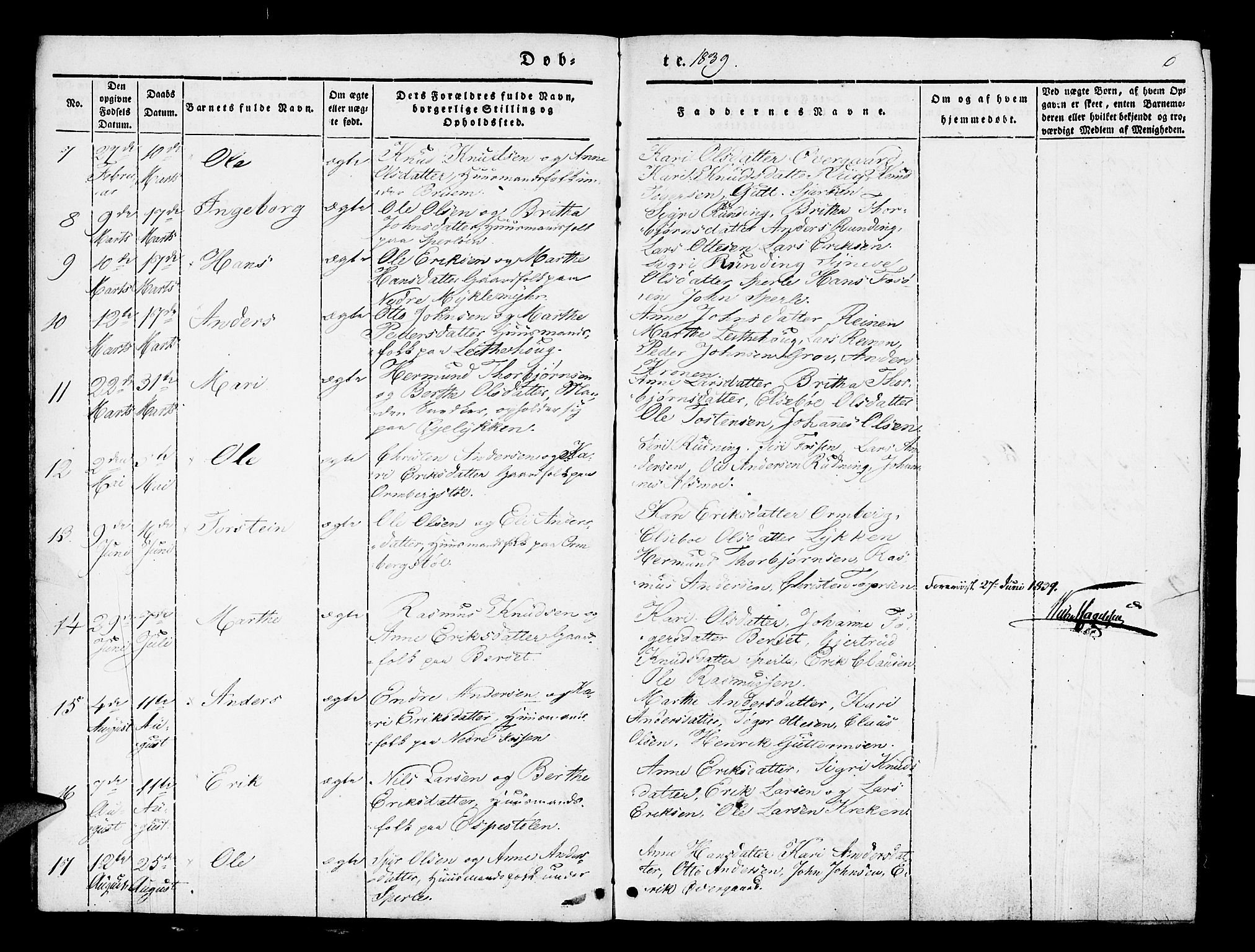 Jostedal sokneprestembete, AV/SAB-A-80601/H/Haa/Haaa/L0004: Parish register (official) no. A 4, 1837-1848, p. 6