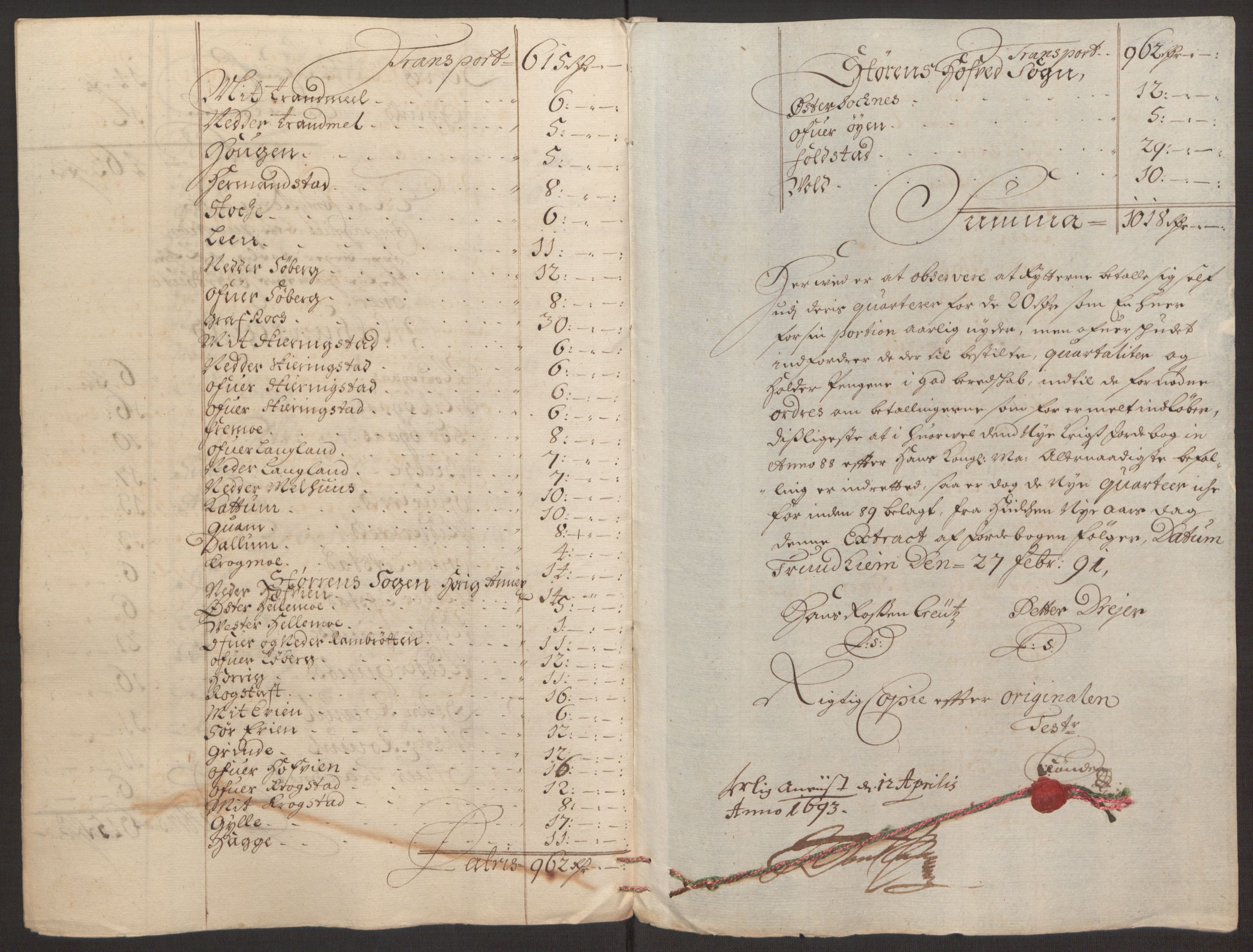 Rentekammeret inntil 1814, Reviderte regnskaper, Fogderegnskap, RA/EA-4092/R59/L3942: Fogderegnskap Gauldal, 1692, p. 212