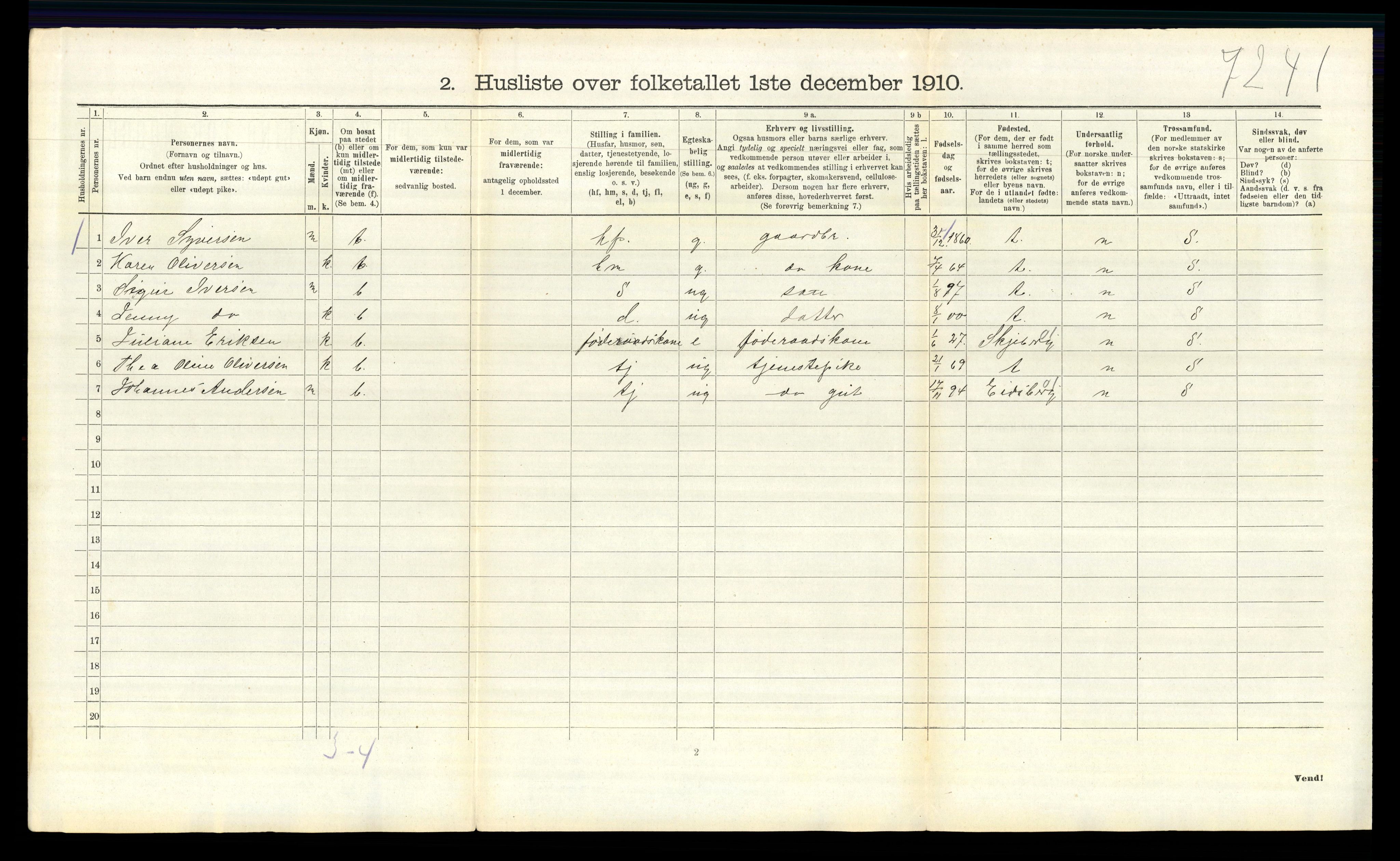 RA, 1910 census for Varteig, 1910, p. 296