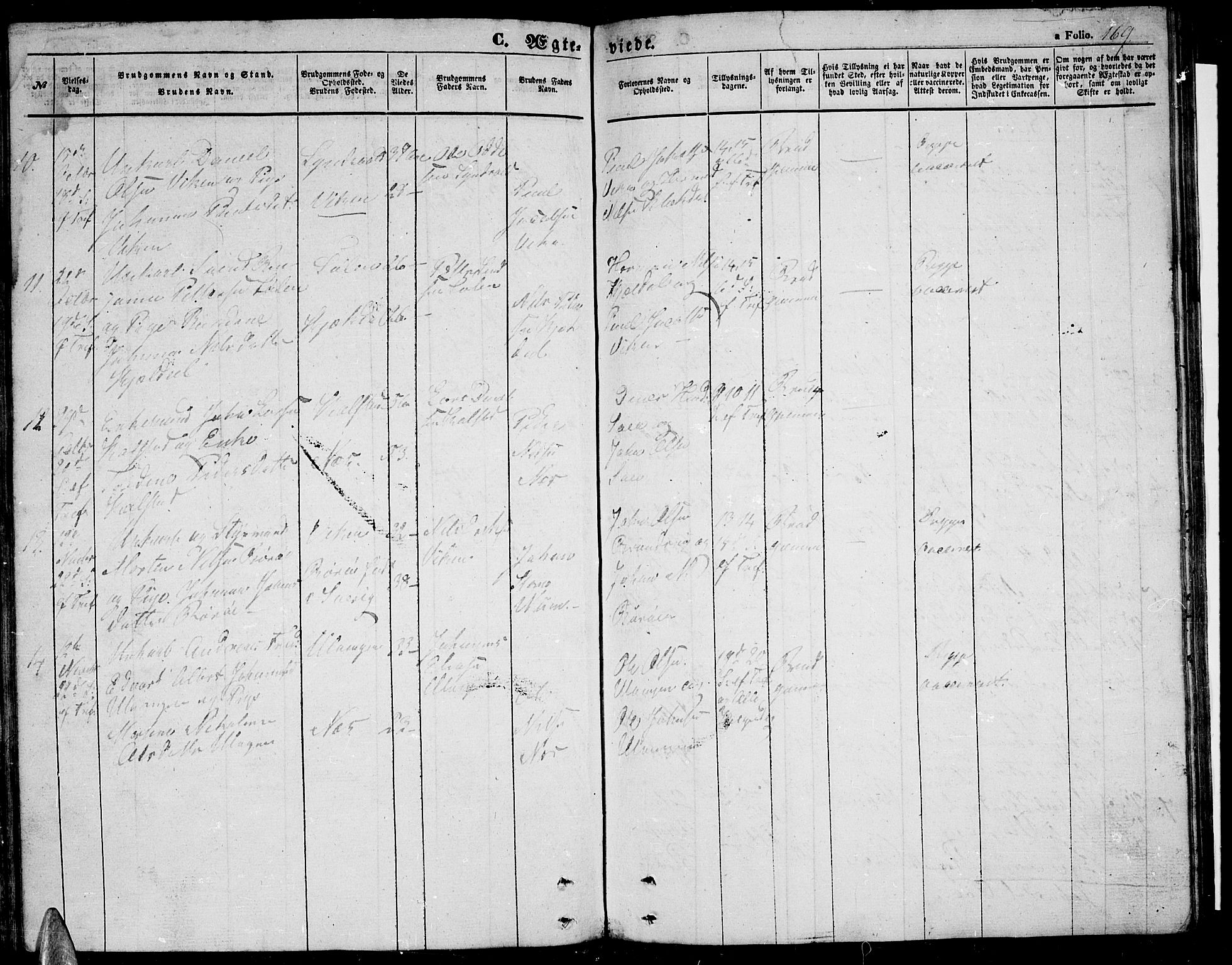 Ministerialprotokoller, klokkerbøker og fødselsregistre - Nordland, AV/SAT-A-1459/816/L0251: Parish register (copy) no. 816C01, 1852-1870, p. 169