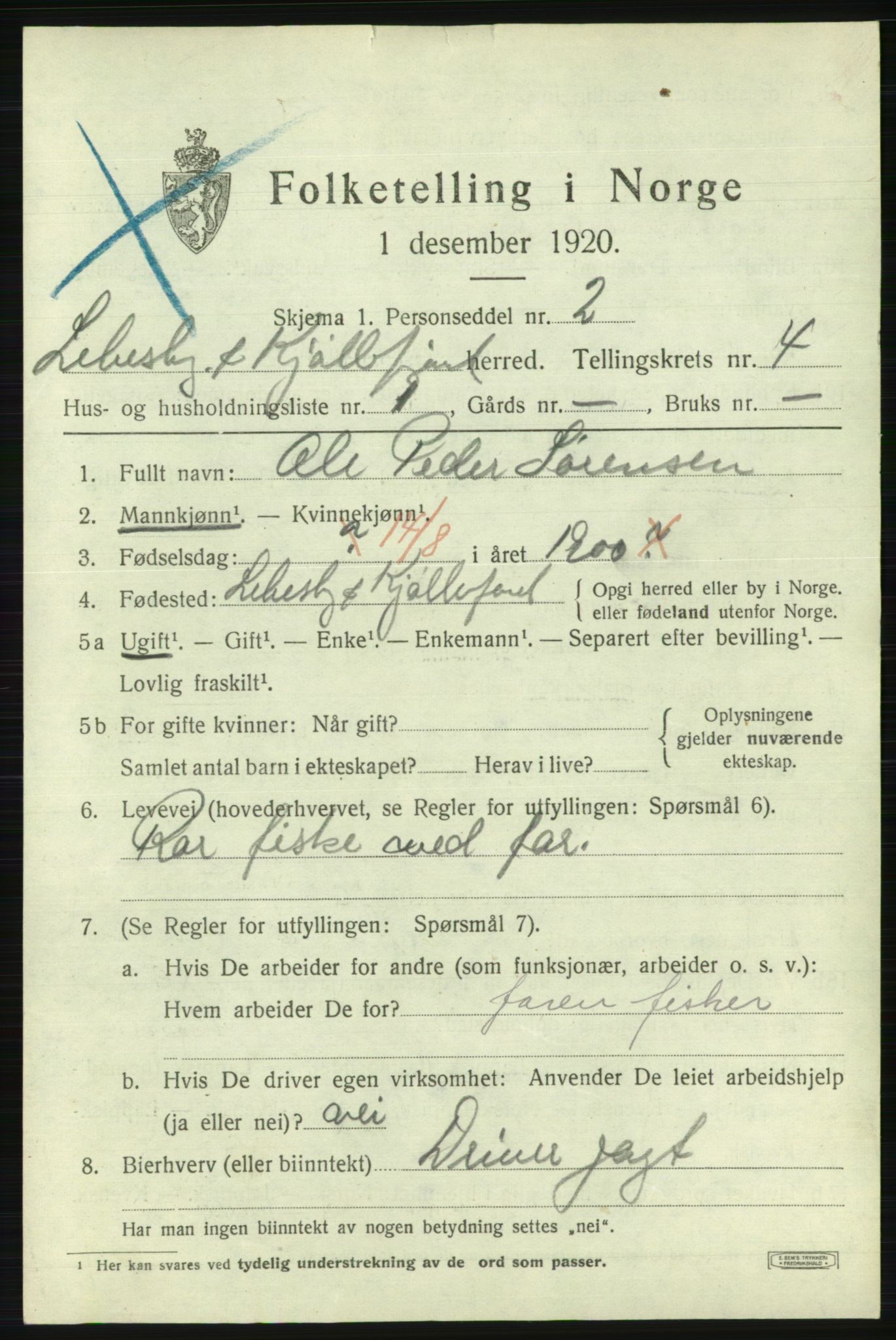 SATØ, 1920 census for Lebesby, 1920, p. 1631