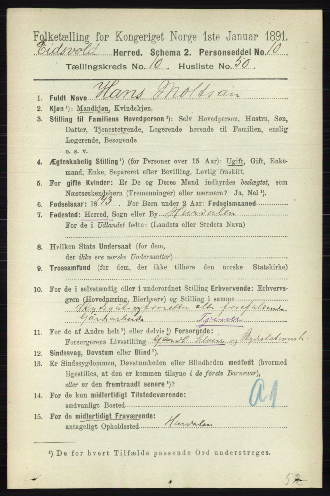 RA, 1891 census for 0237 Eidsvoll, 1891, p. 7163