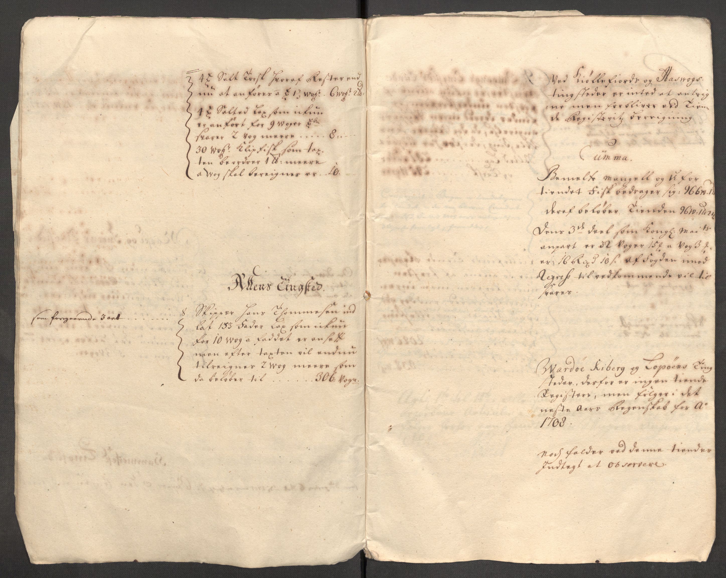 Rentekammeret inntil 1814, Reviderte regnskaper, Fogderegnskap, AV/RA-EA-4092/R69/L4854: Fogderegnskap Finnmark/Vardøhus, 1707-1708, p. 247