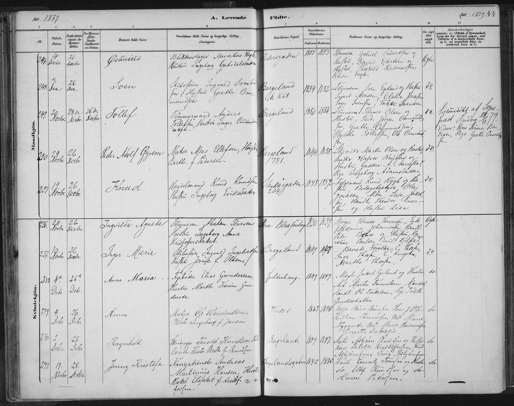 St. Petri sokneprestkontor, SAST/A-101813/001/30/30BB/L0004: Parish register (copy) no. B 4, 1878-1890, p. 44