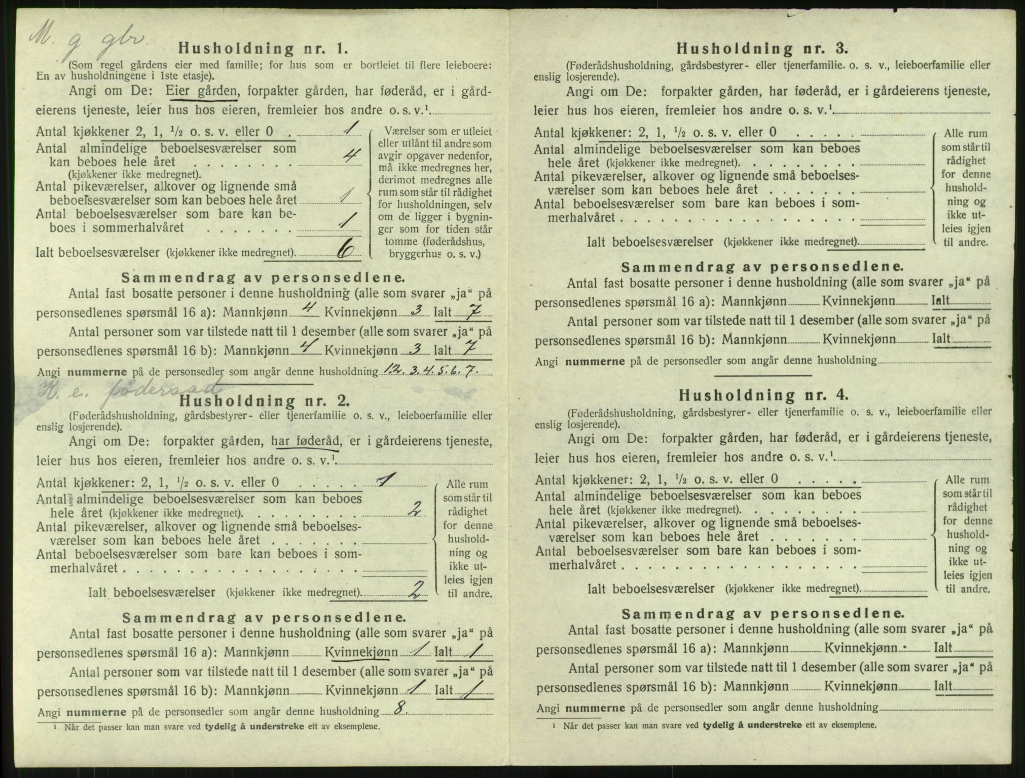 SAT, 1920 census for Kvernes, 1920, p. 240