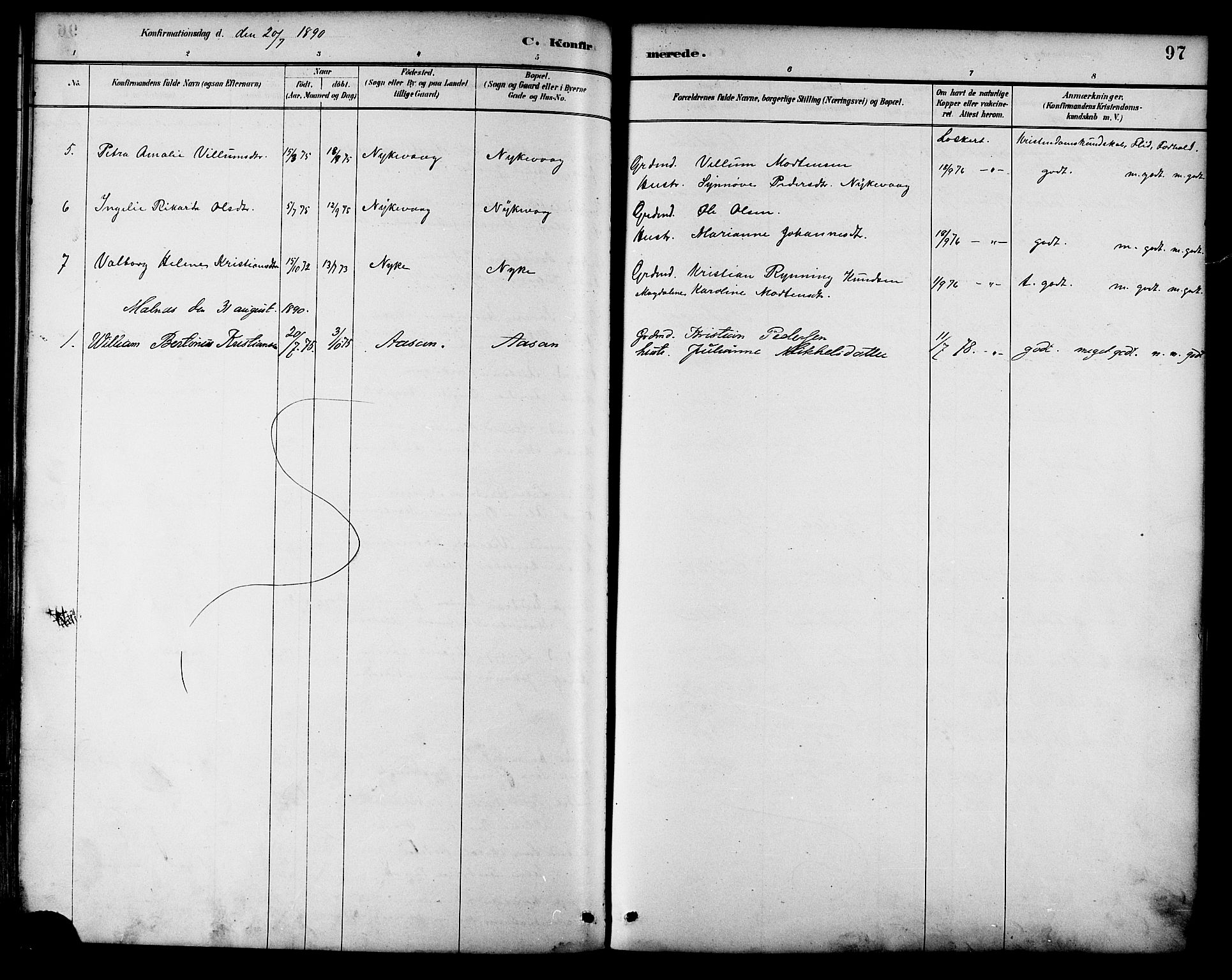 Ministerialprotokoller, klokkerbøker og fødselsregistre - Nordland, AV/SAT-A-1459/892/L1320: Parish register (official) no. 892A01, 1886-1901, p. 97