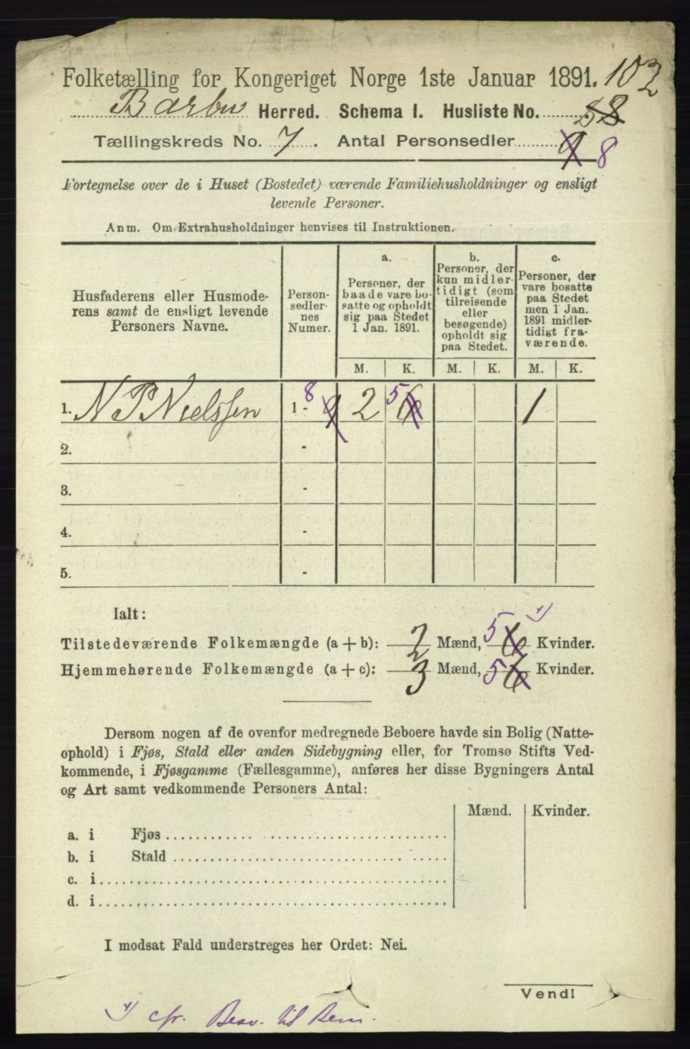 RA, 1891 census for 0990 Barbu, 1891, p. 5044