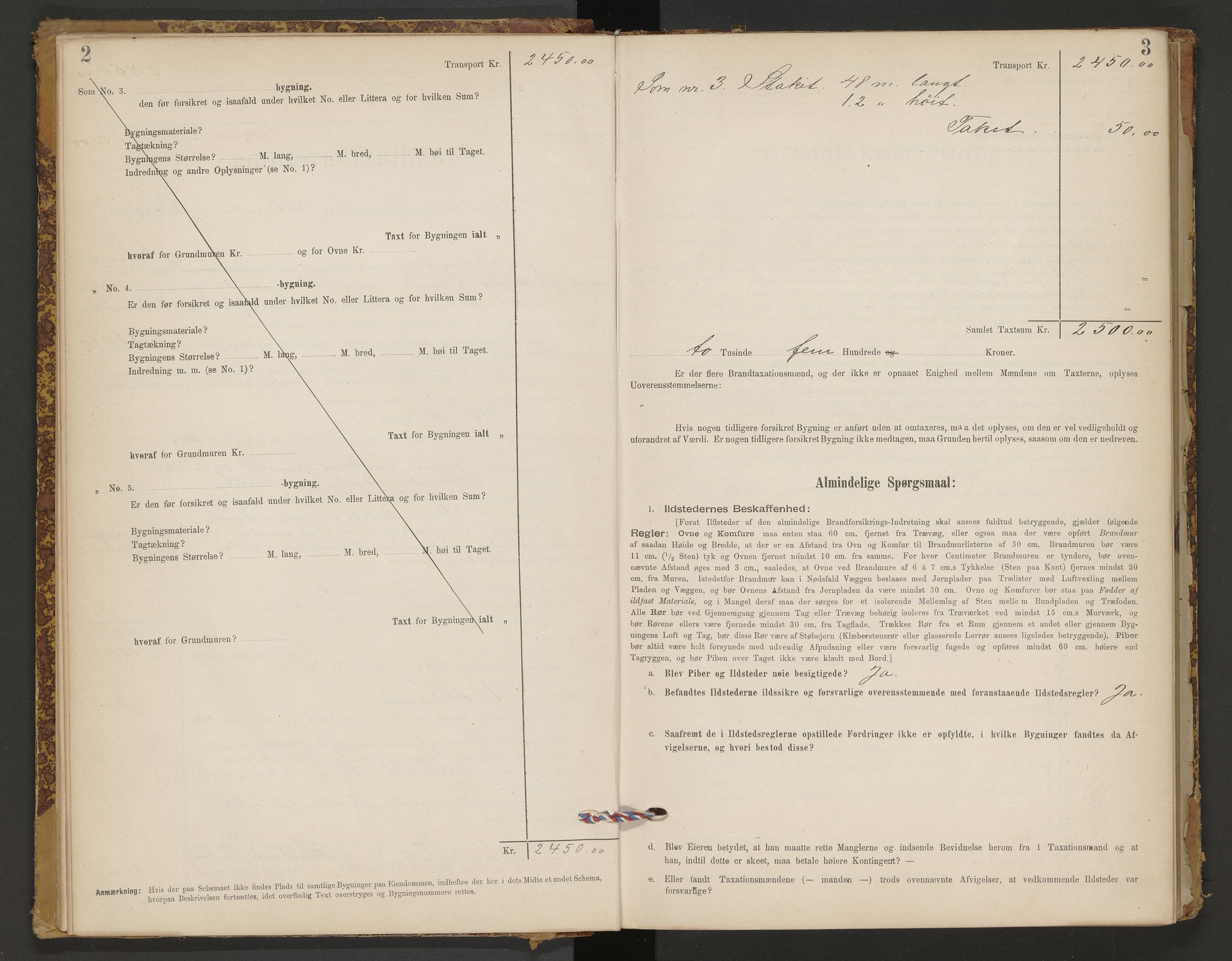 Norges Brannkasse Malvik, AV/SAT-A-1289/Fb/L0001: Branntakstprotokoll, 1895-1945, p. 2-3