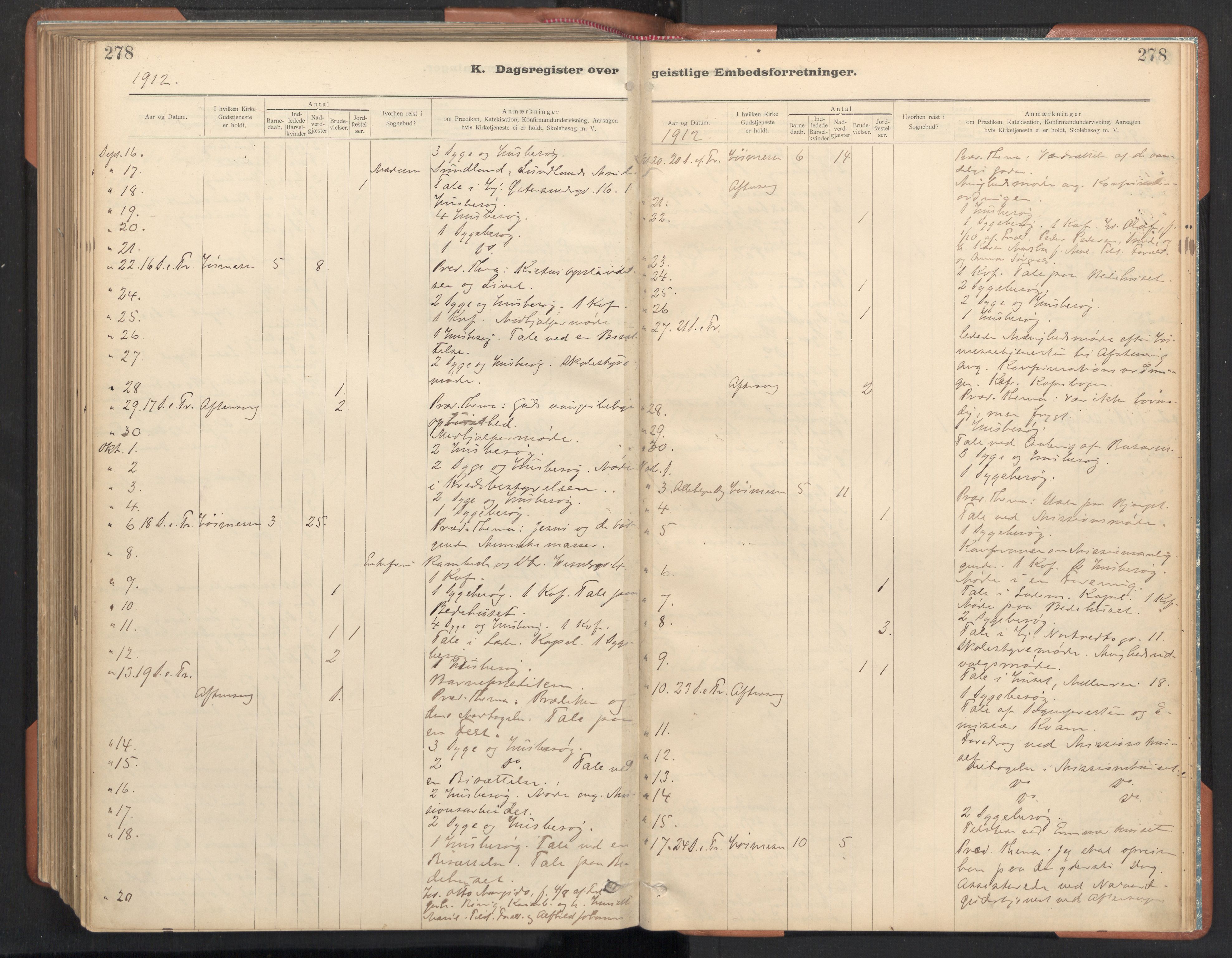 Ministerialprotokoller, klokkerbøker og fødselsregistre - Sør-Trøndelag, AV/SAT-A-1456/605/L0244: Parish register (official) no. 605A06, 1908-1954, p. 278