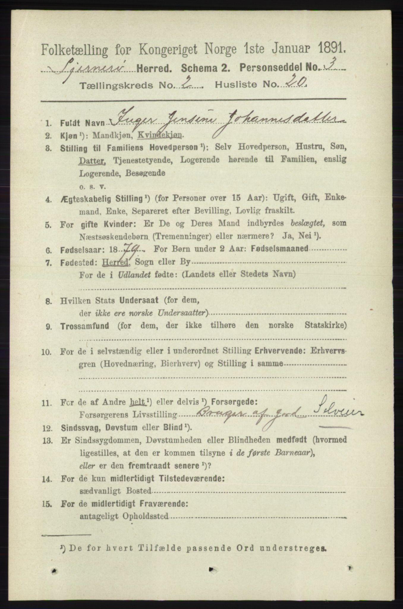 RA, 1891 census for 1140 Sjernarøy, 1891, p. 246