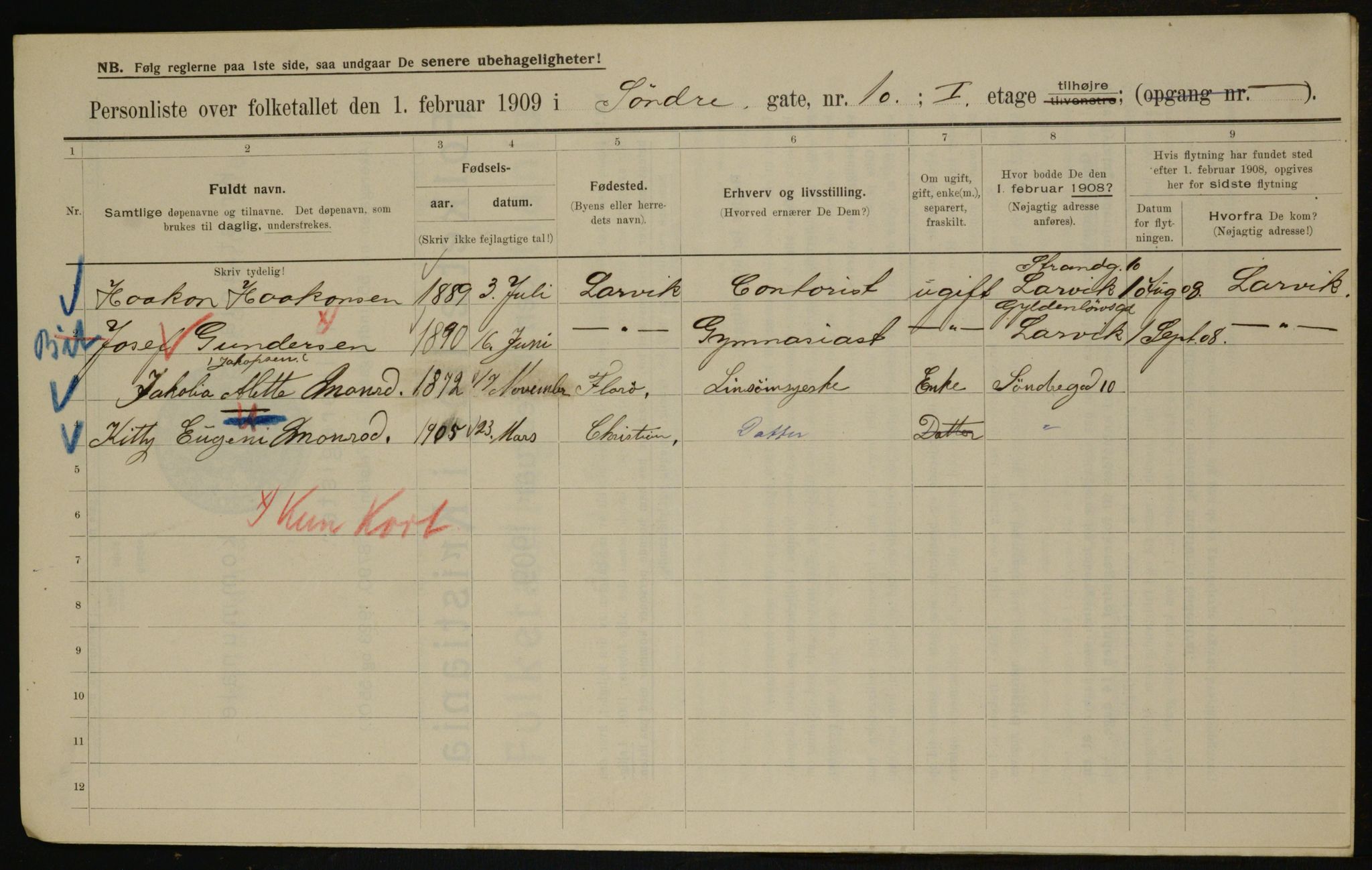 OBA, Municipal Census 1909 for Kristiania, 1909, p. 96409