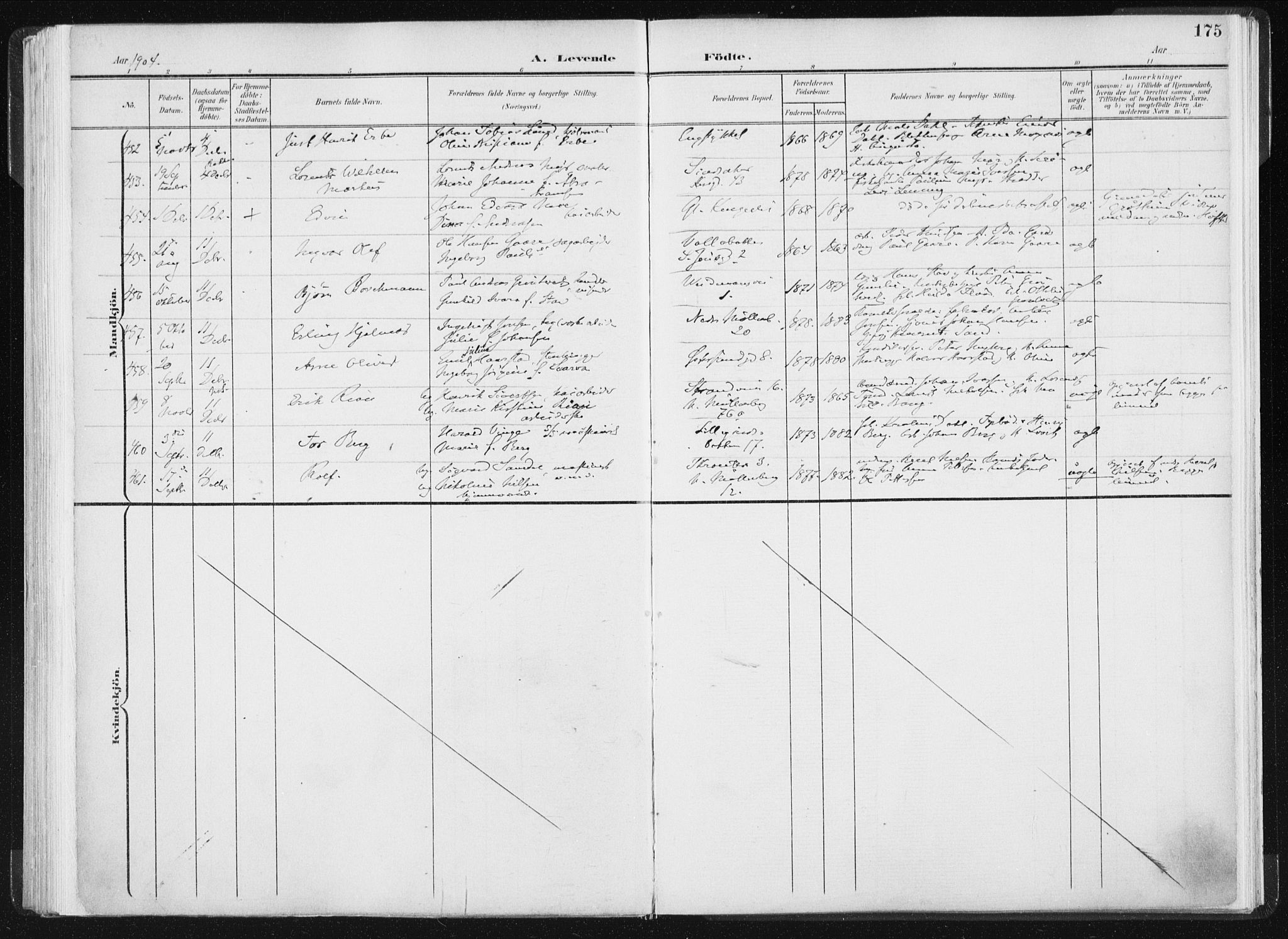 Ministerialprotokoller, klokkerbøker og fødselsregistre - Sør-Trøndelag, AV/SAT-A-1456/604/L0199: Parish register (official) no. 604A20I, 1901-1906, p. 175