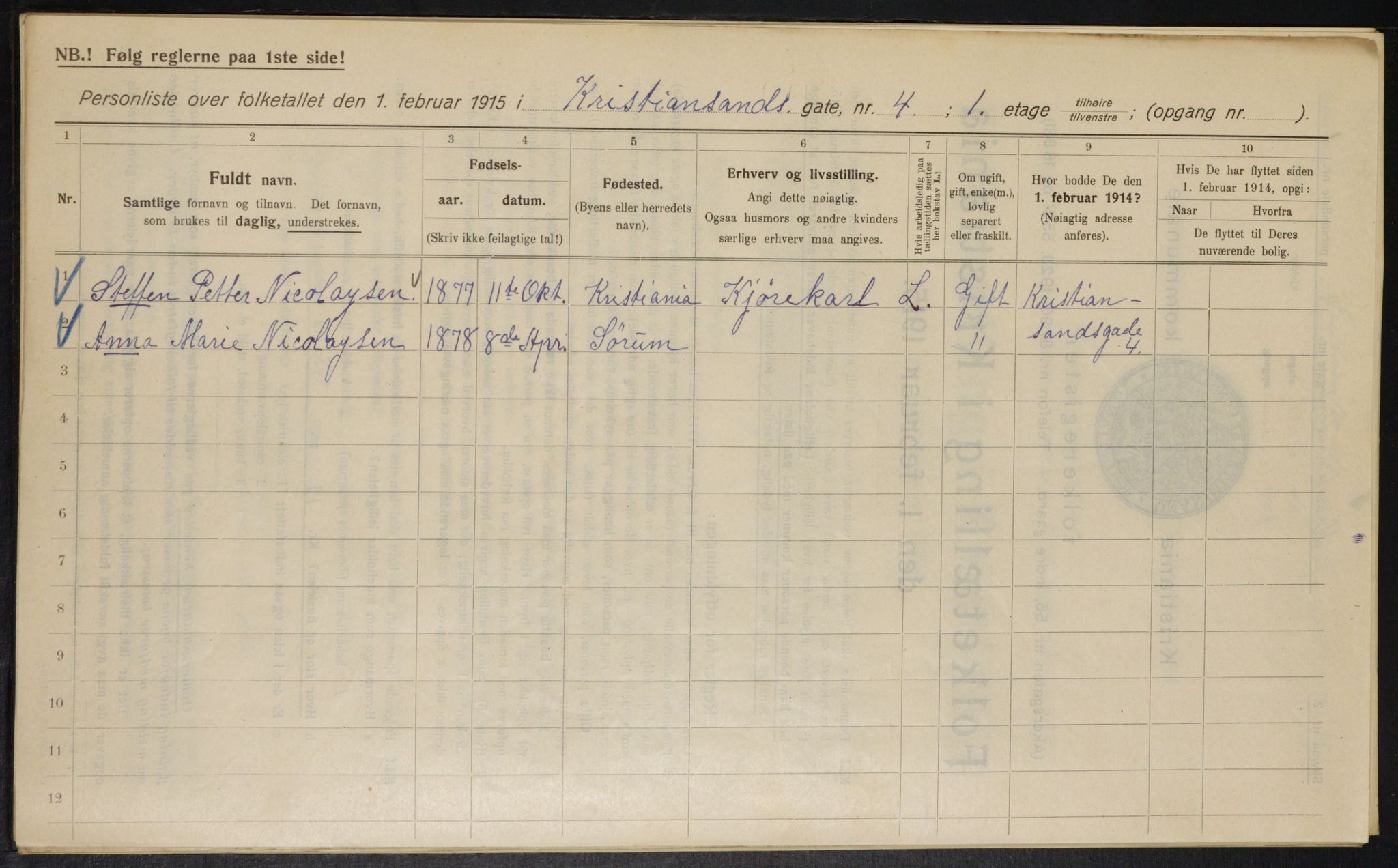 OBA, Municipal Census 1915 for Kristiania, 1915, p. 53770