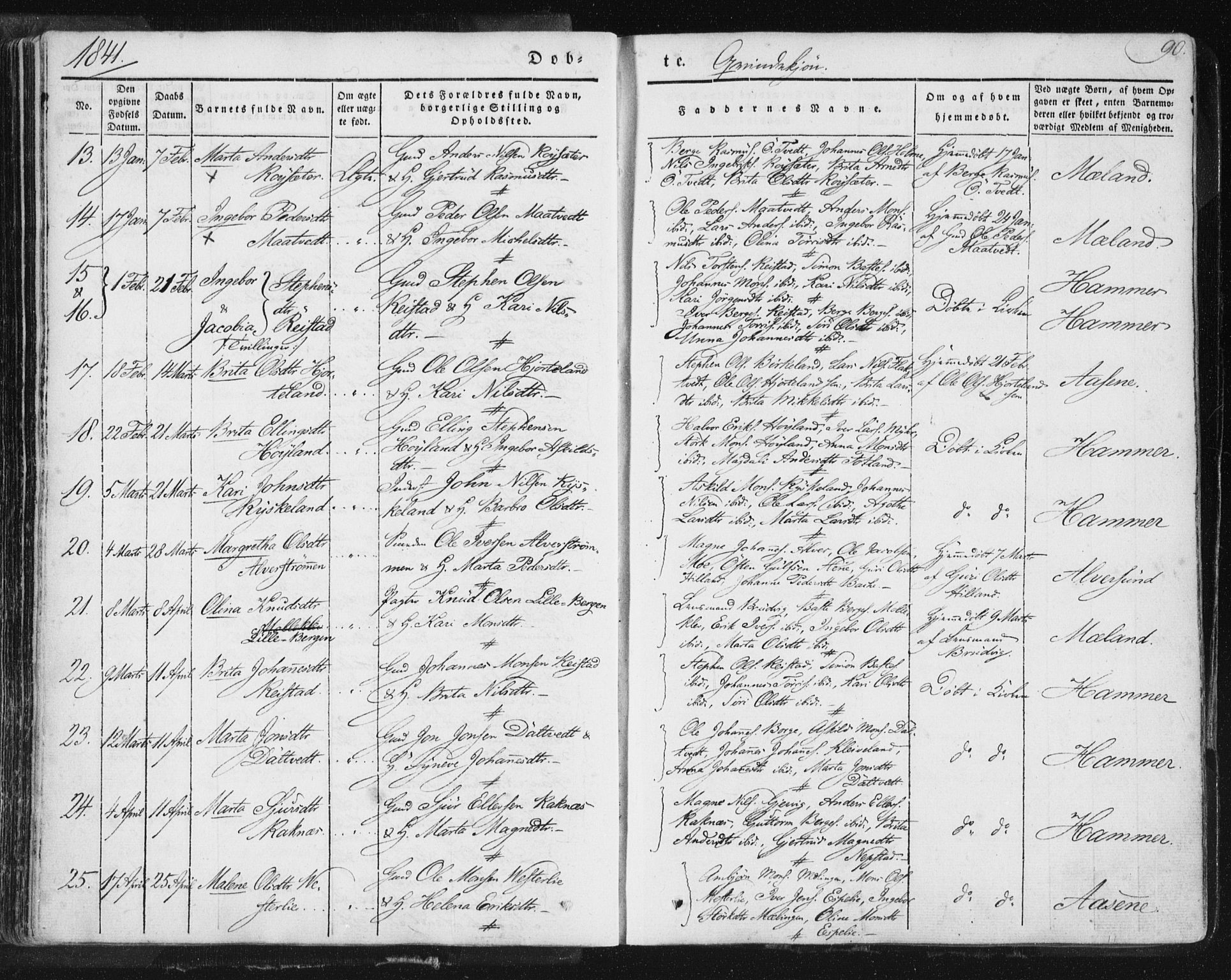 Hamre sokneprestembete, AV/SAB-A-75501/H/Ha/Haa/Haaa/L0012: Parish register (official) no. A 12, 1834-1845, p. 90