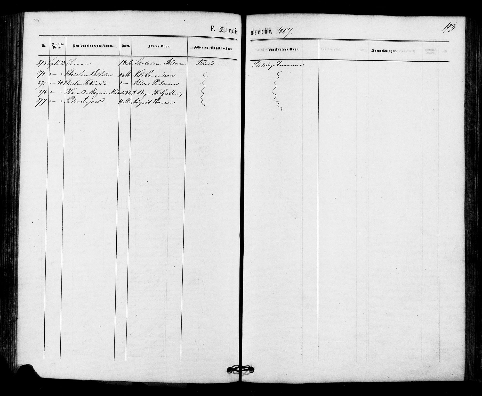 Halden prestekontor Kirkebøker, AV/SAO-A-10909/F/Fa/L0010: Parish register (official) no. I 10, 1866-1877, p. 193