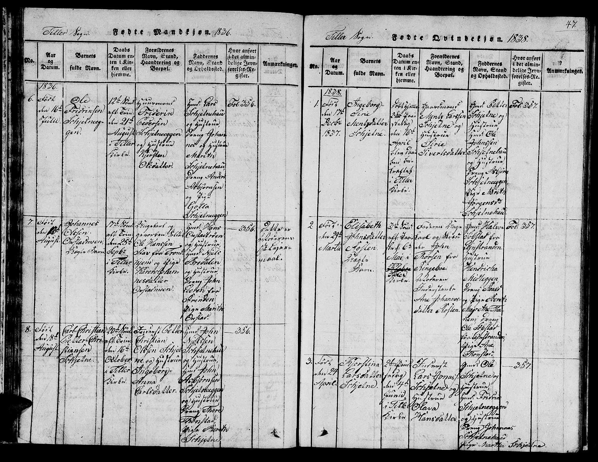 Ministerialprotokoller, klokkerbøker og fødselsregistre - Sør-Trøndelag, SAT/A-1456/621/L0458: Parish register (copy) no. 621C01, 1816-1865, p. 47