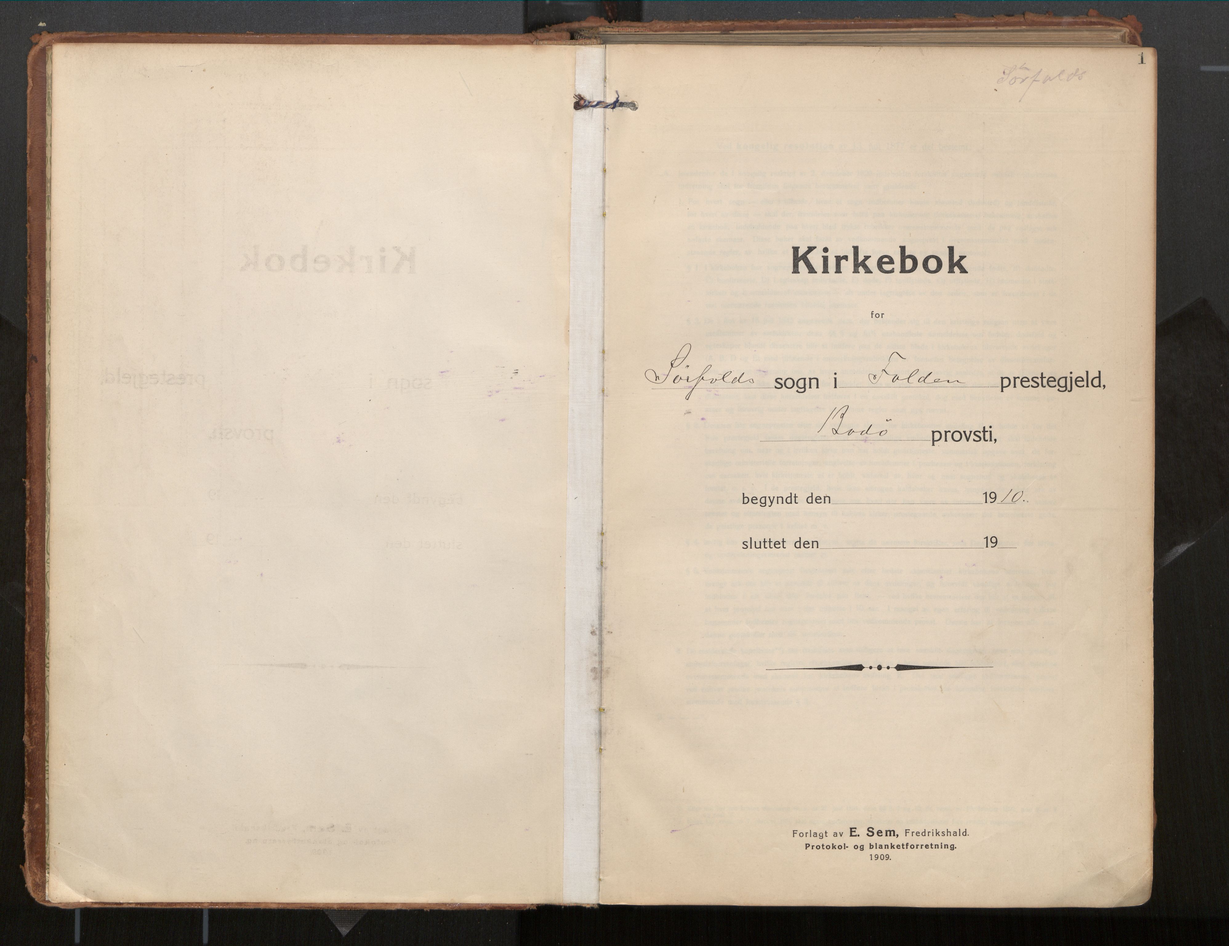 Ministerialprotokoller, klokkerbøker og fødselsregistre - Nordland, AV/SAT-A-1459/854/L0784: Parish register (official) no. 854A07, 1910-1922, p. 1